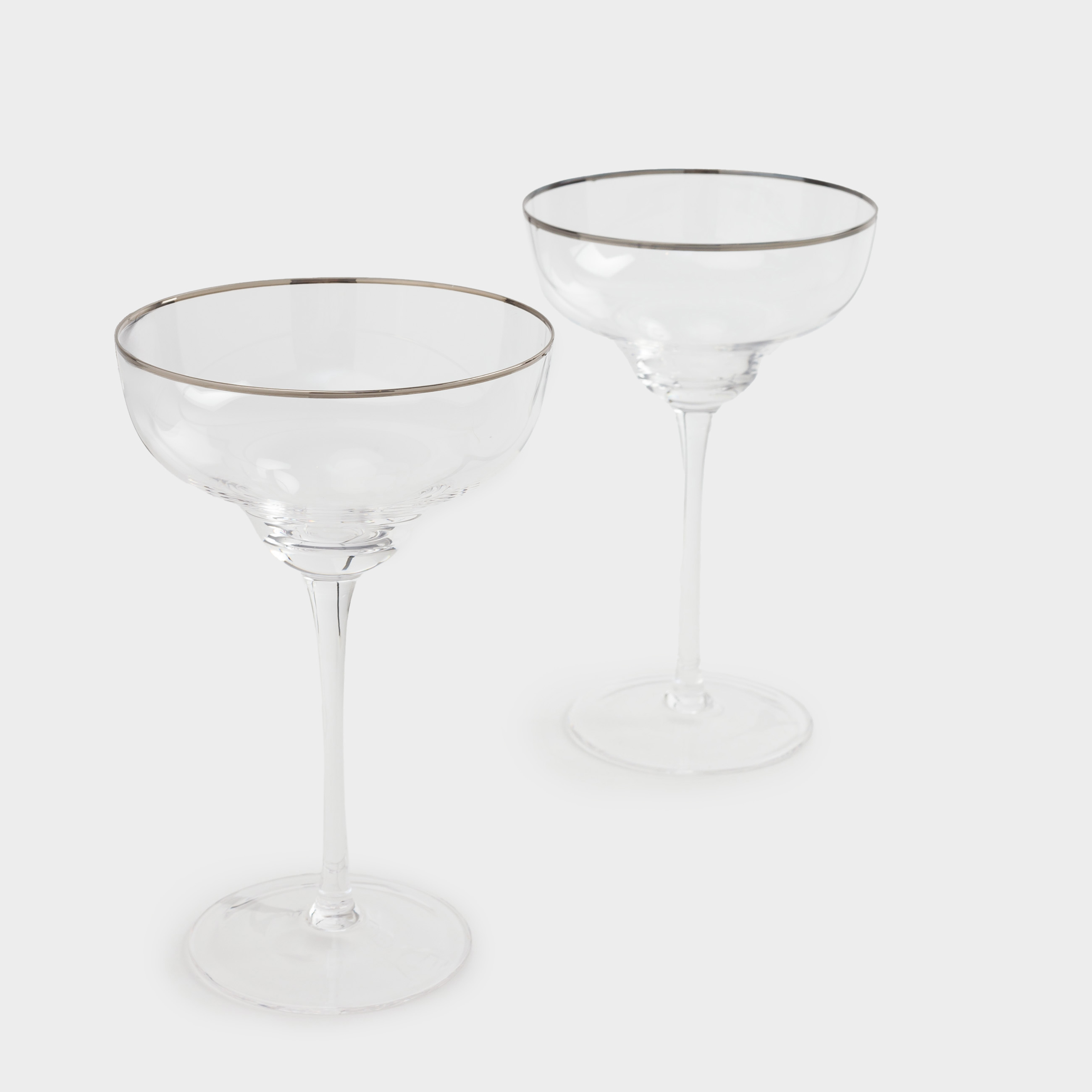 Drinking glass, 250 ml, 2 pcs, glass, with silver edging, Rimini silver, image-1