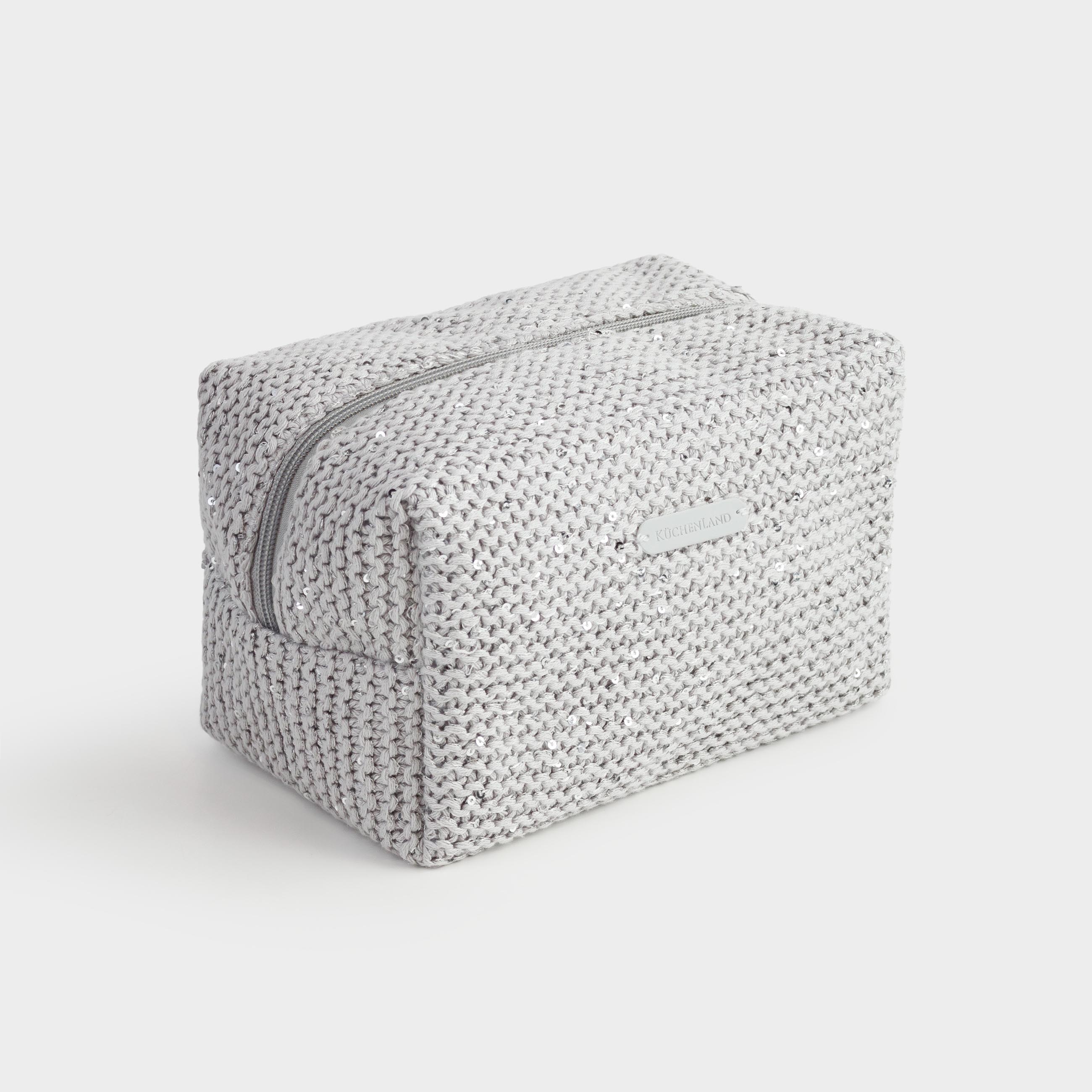 Cosmetic bag, 20x10 cm, cotton / plastic, silver-grey, Node, image-0