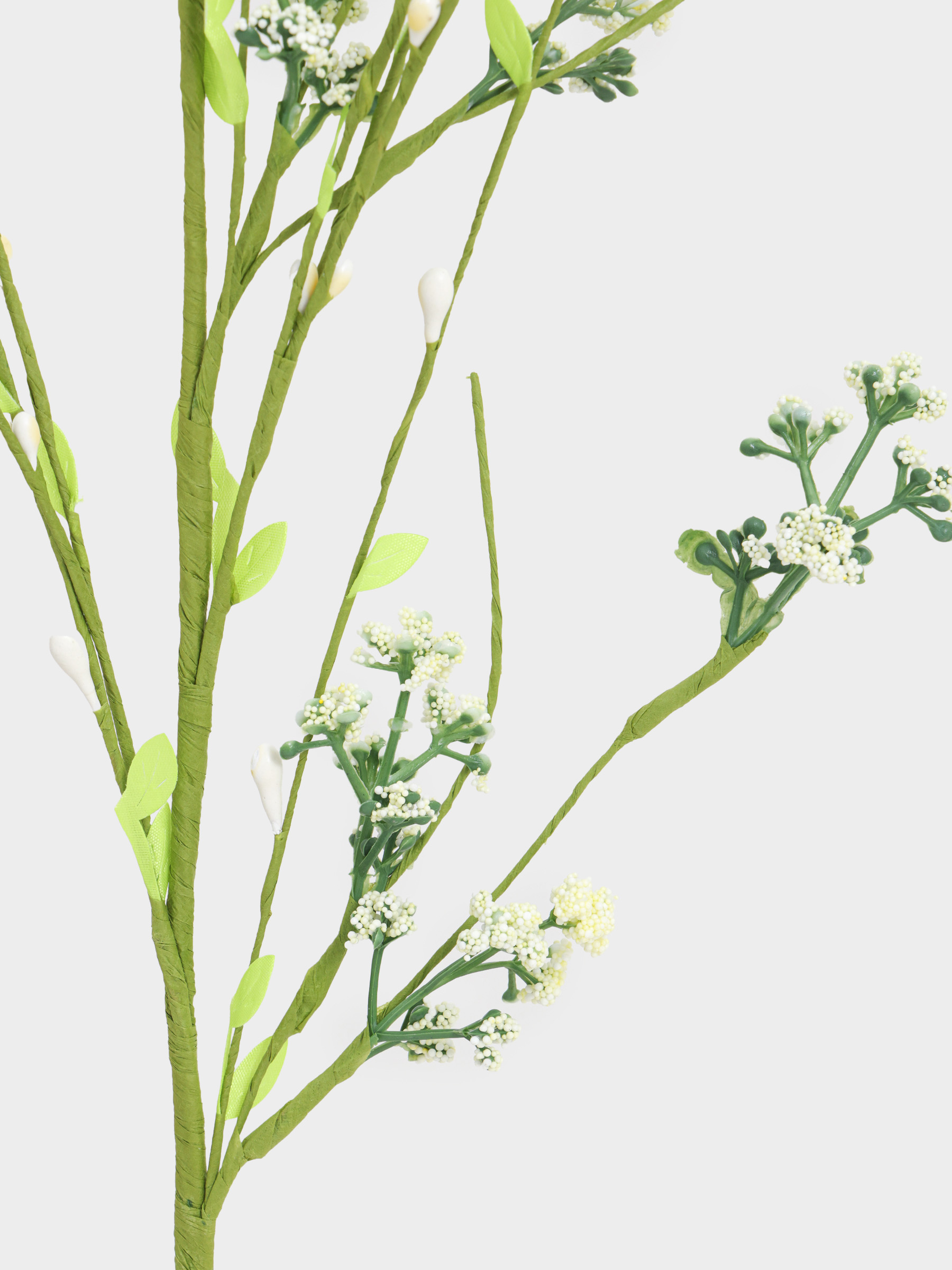 Decorative branch, 78 cm, plastic, White inflorescences, Meadow decor, image-3