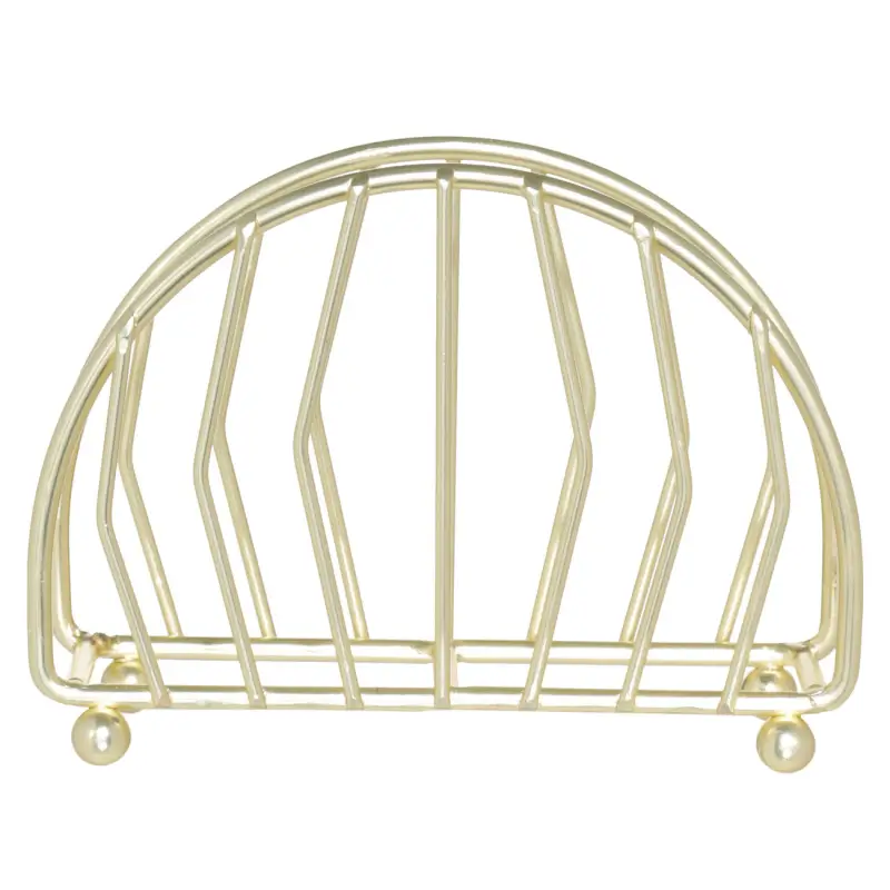 Napkin holder, 13 cm, metal, golden, semicircle, Twist gold ,image-0
