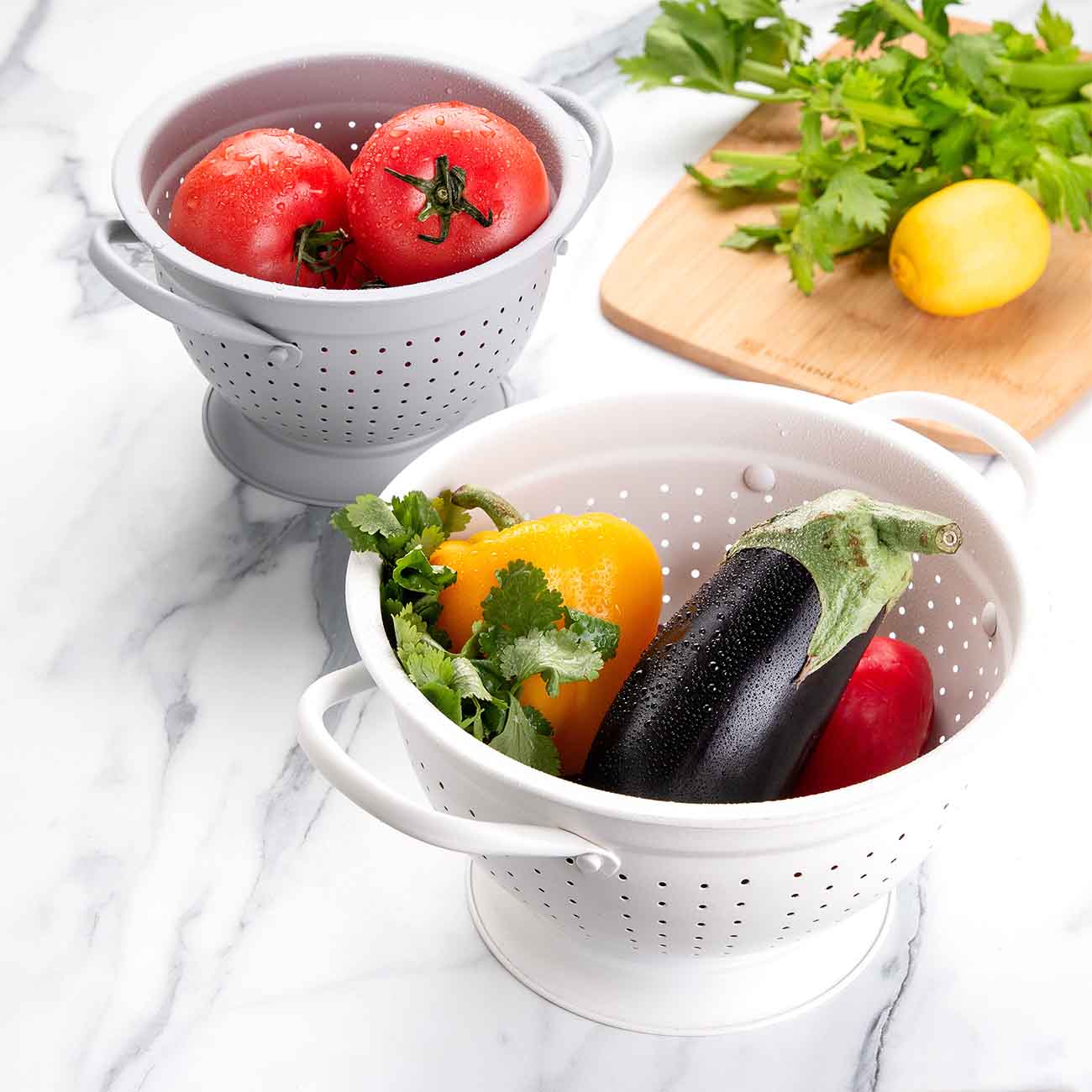 Colander, 22 cm, with two handles, steel, Milk, Soft