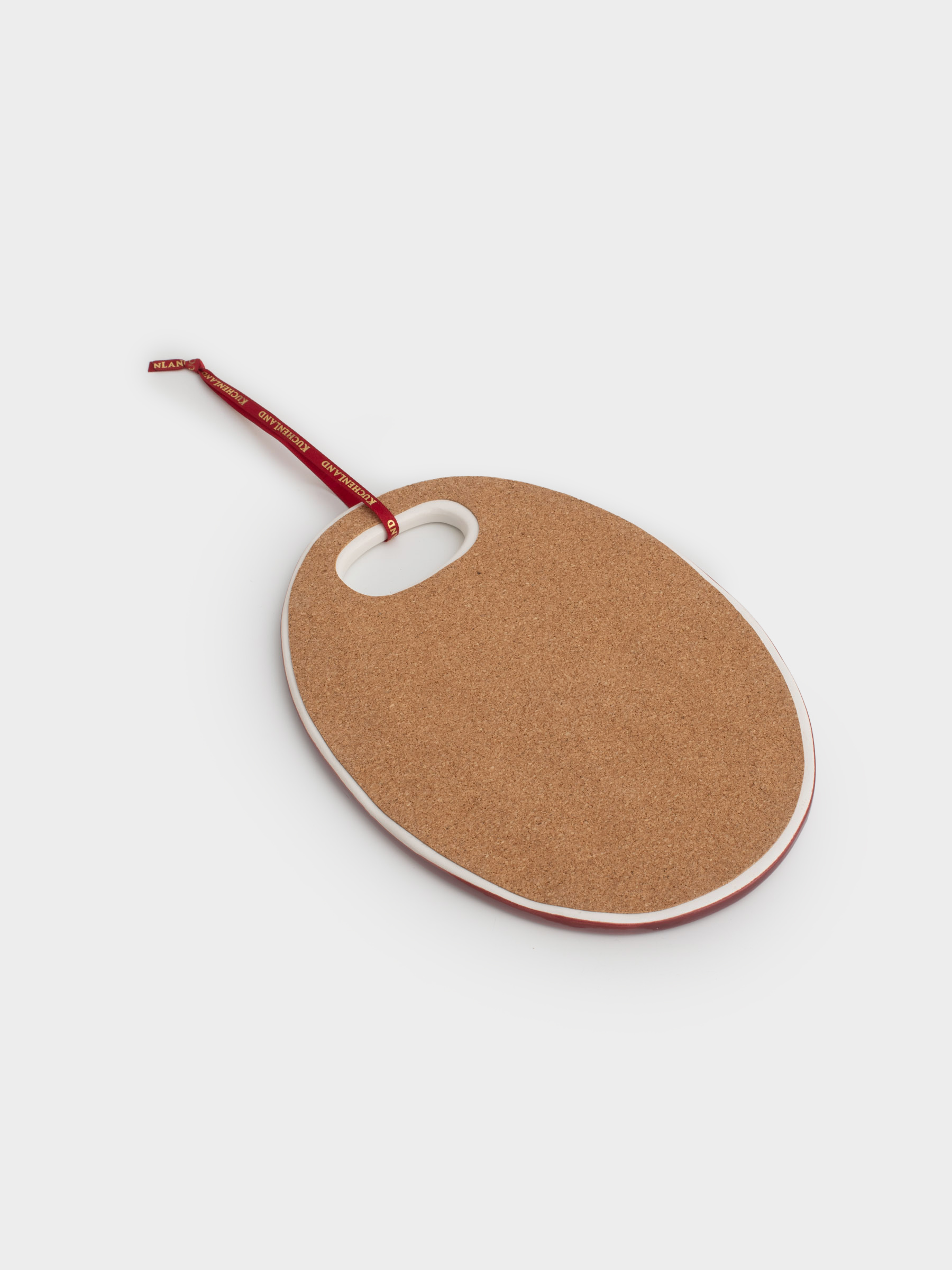 Hot trivet, 15x20 cm, ceramic / cork, Oval, Christmas tree with bows, Christmas tree, image-4