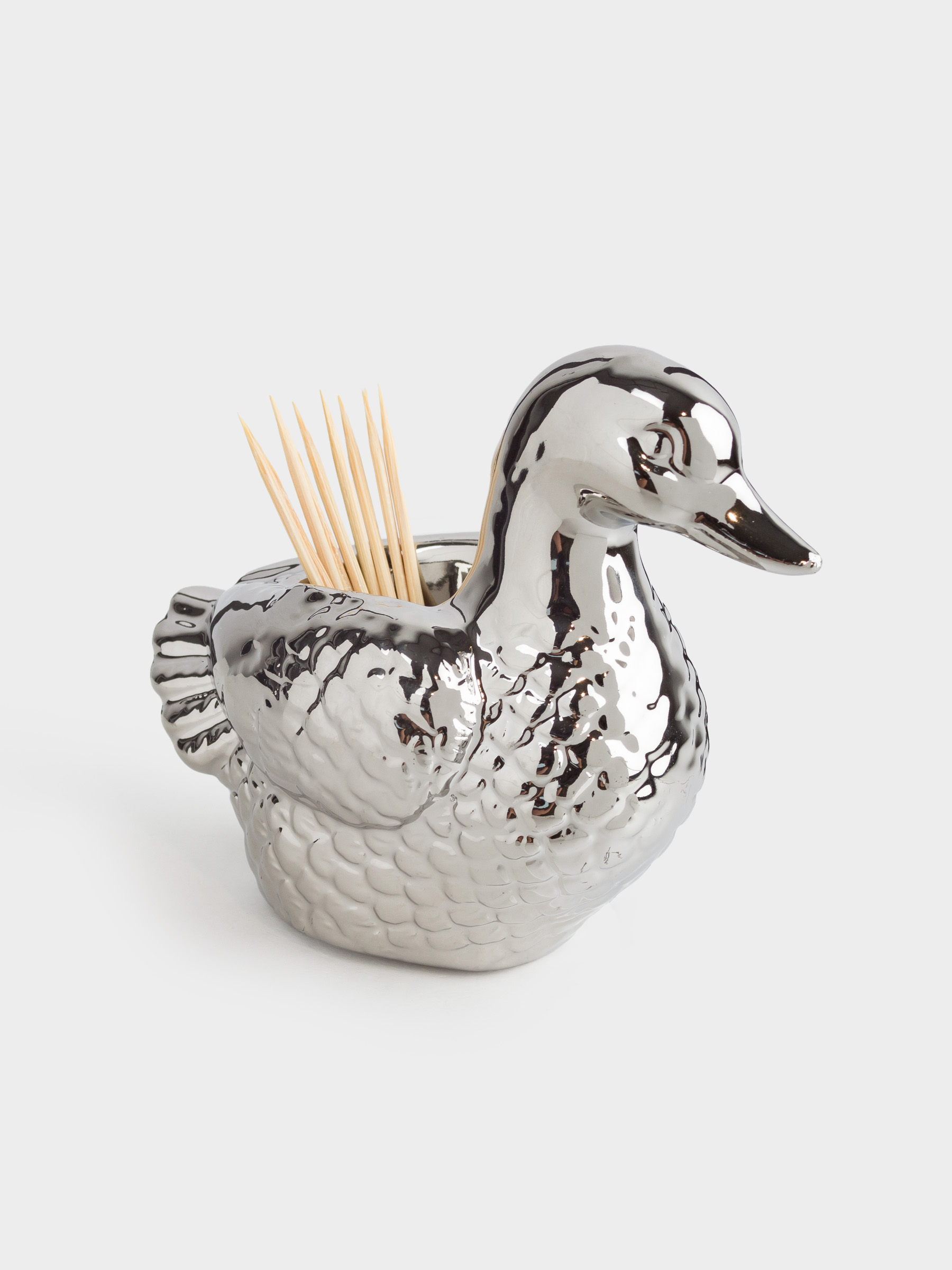 Toothpick stand, 10 cm, ceramic, silver, Duck, Harmony, image-4