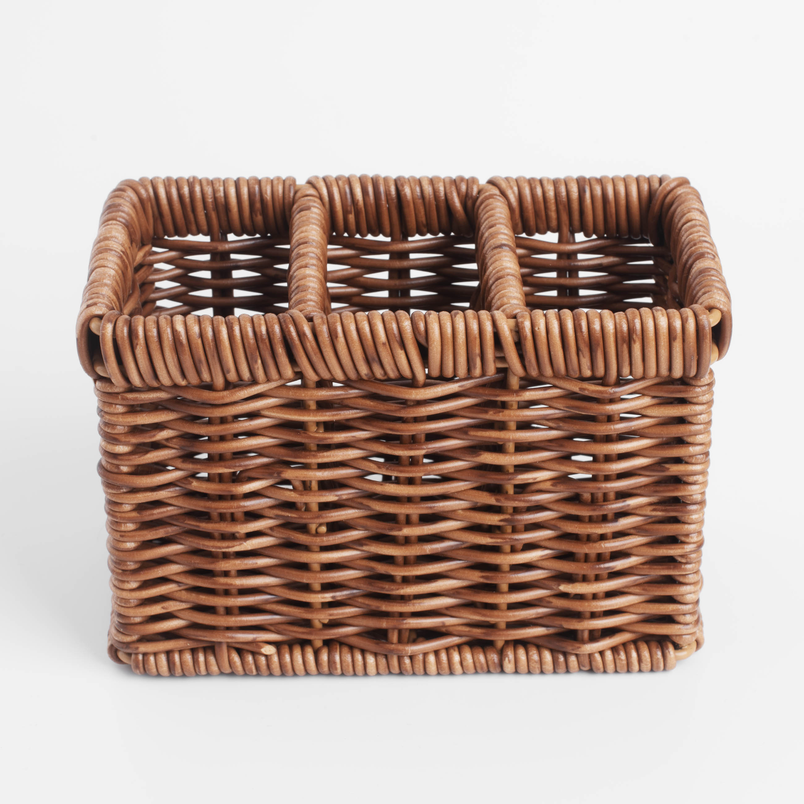 Flatware stand, 10x14 cm, 3 otd, rattan, brown, Blendy, image-4