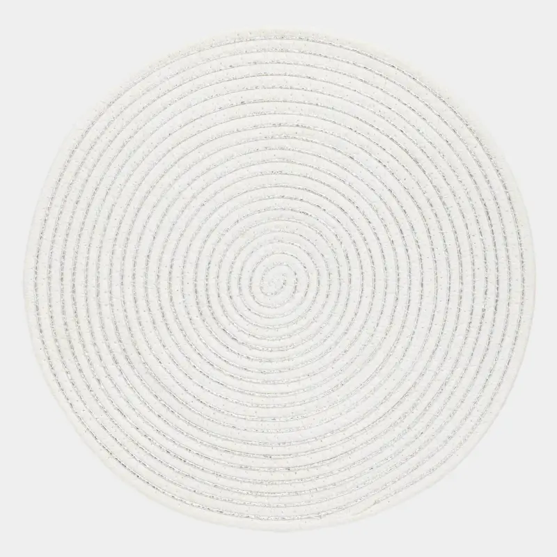 Placemat, 38 cm, polyester, round, white, Ropes