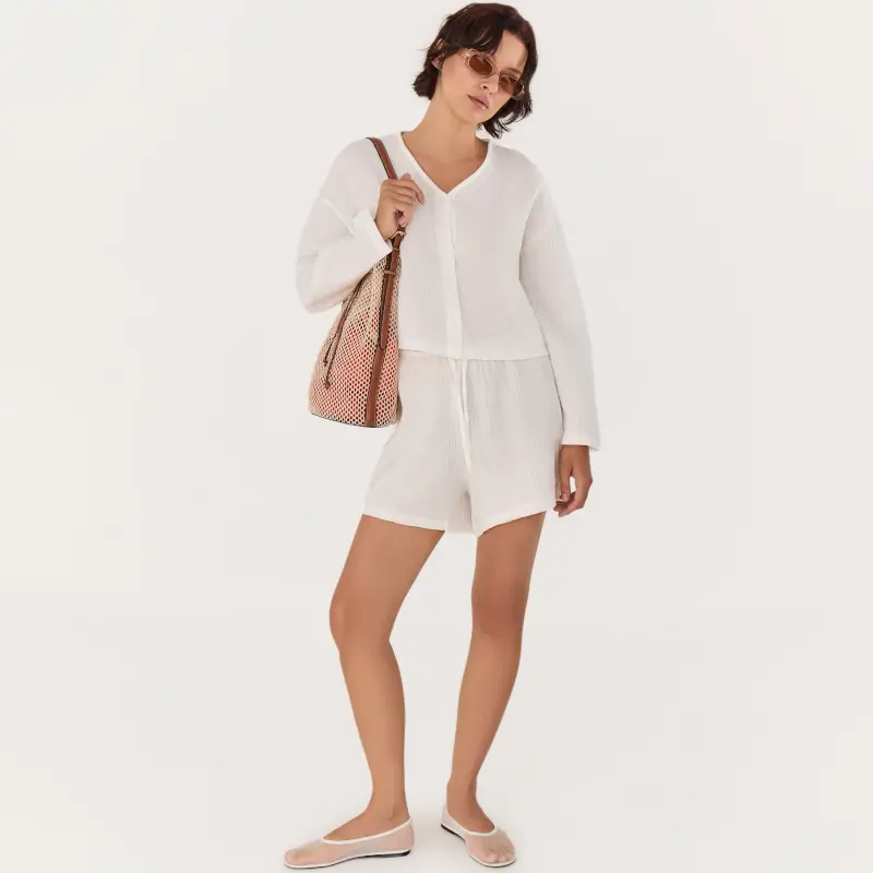Women's shorts, size L, muslin, white, Allison ,image-0
