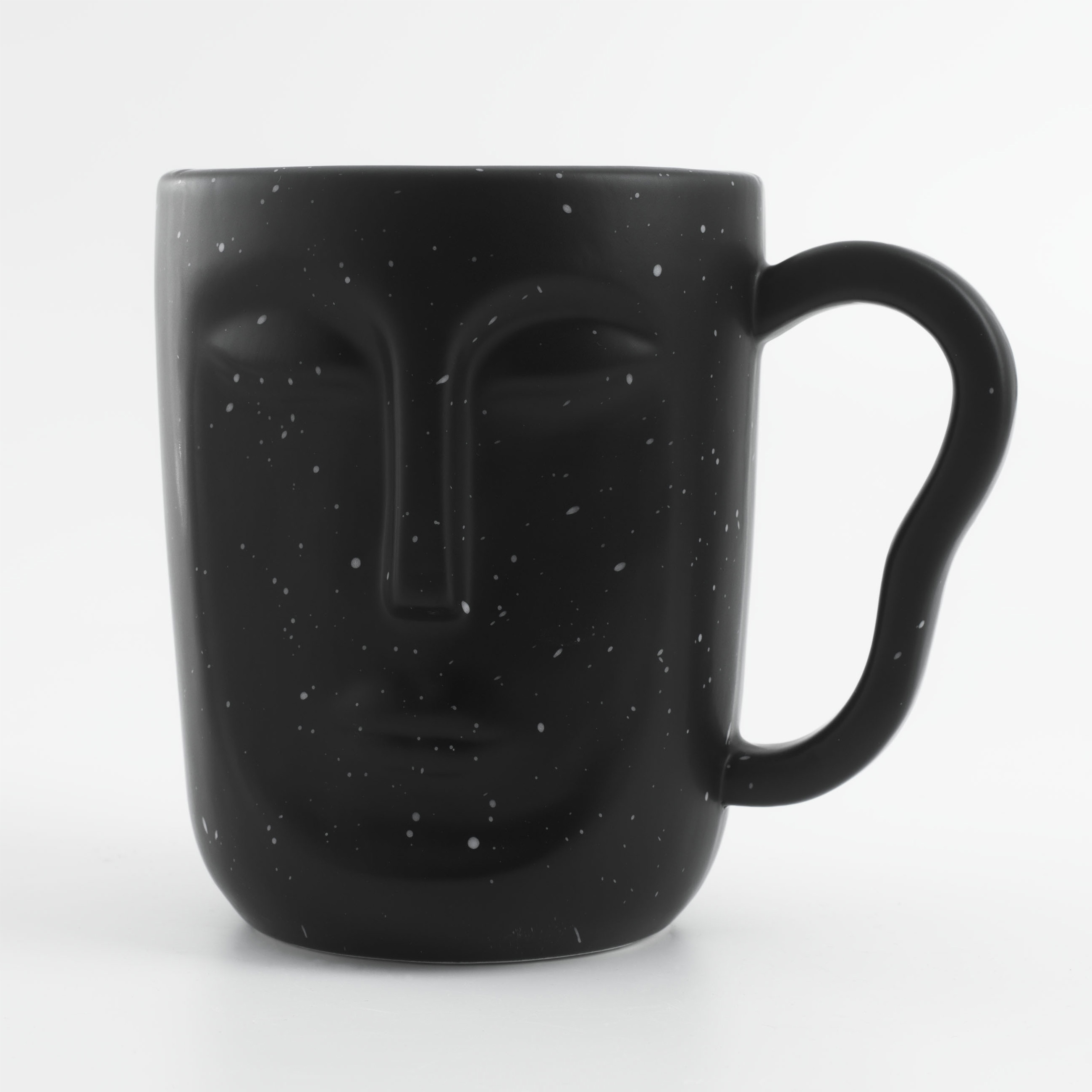 Mug, 580 ml, Ceramic, Black, speckled, Face, Face speckled
