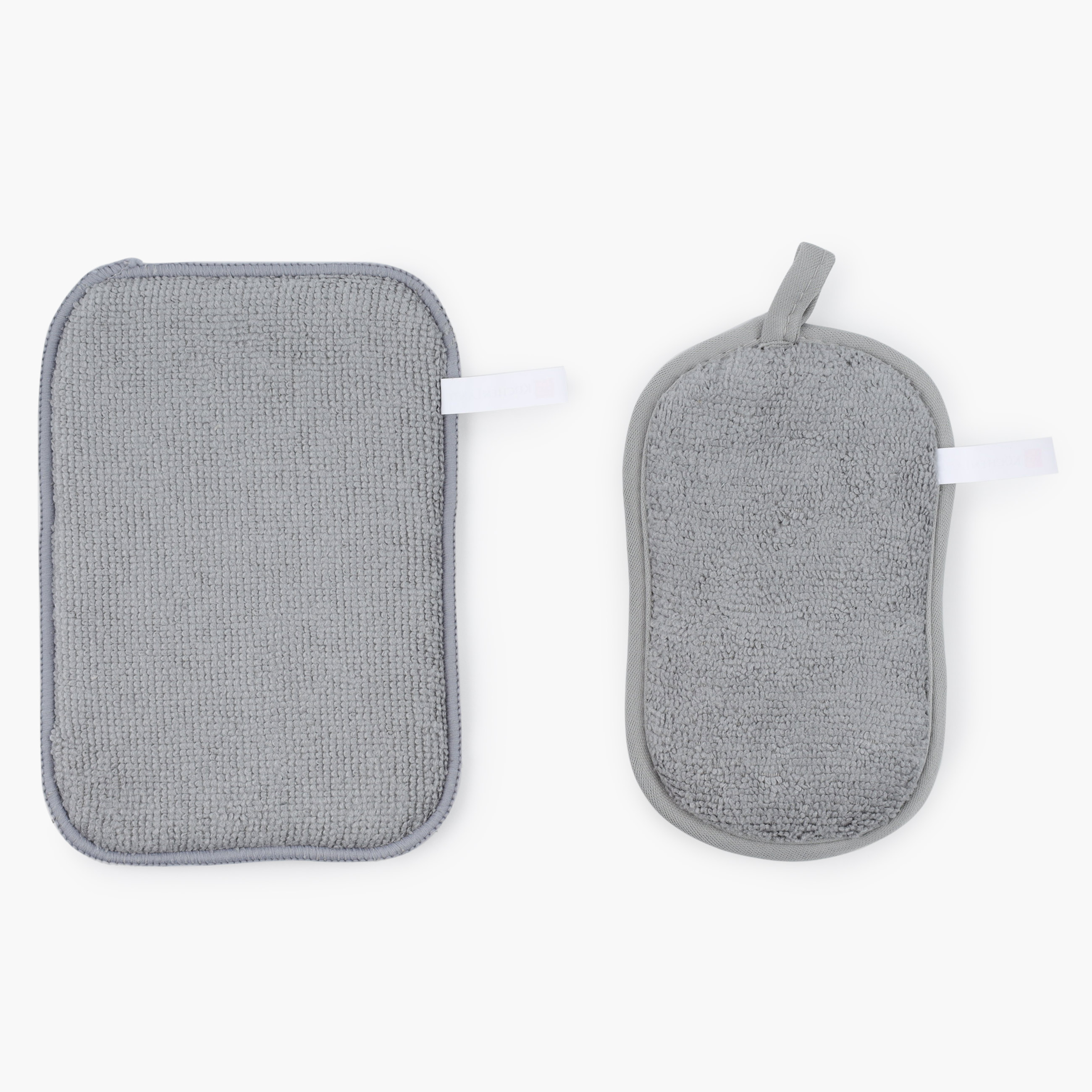 Dish washing sponge set, 15/16 cm, 2 pcs, double-sided, microfiber / polyurethane, grey, Clean