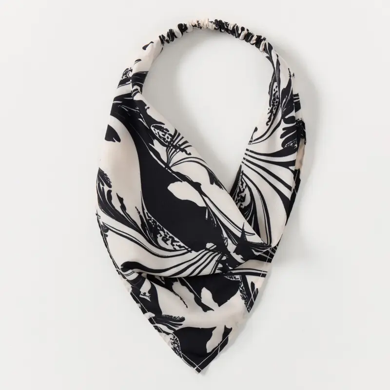 Bandana, 30 cm, elastic band, polyester, milky, Flowers, Kerchief ,image-0