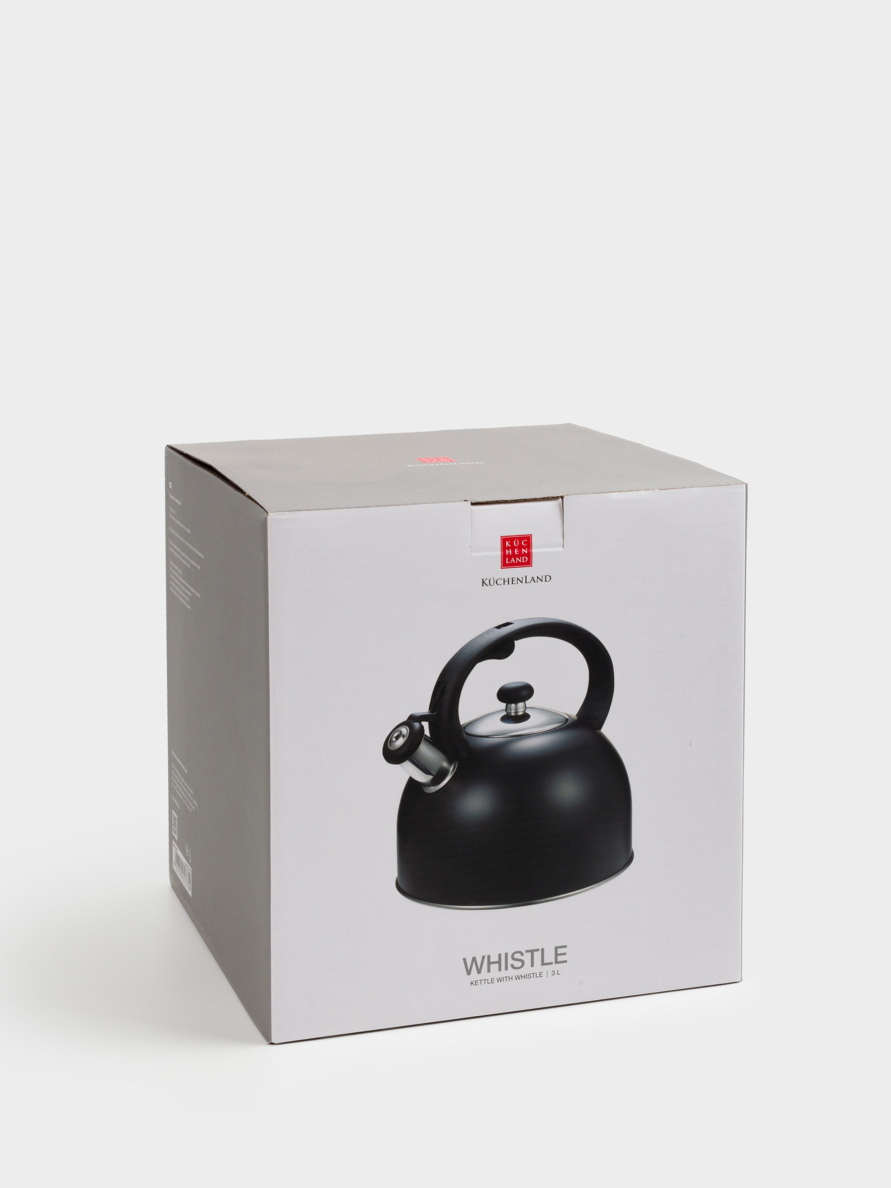 Teapot, 3 L, with whistle, steel / nylon, Black, Whistle, image-5