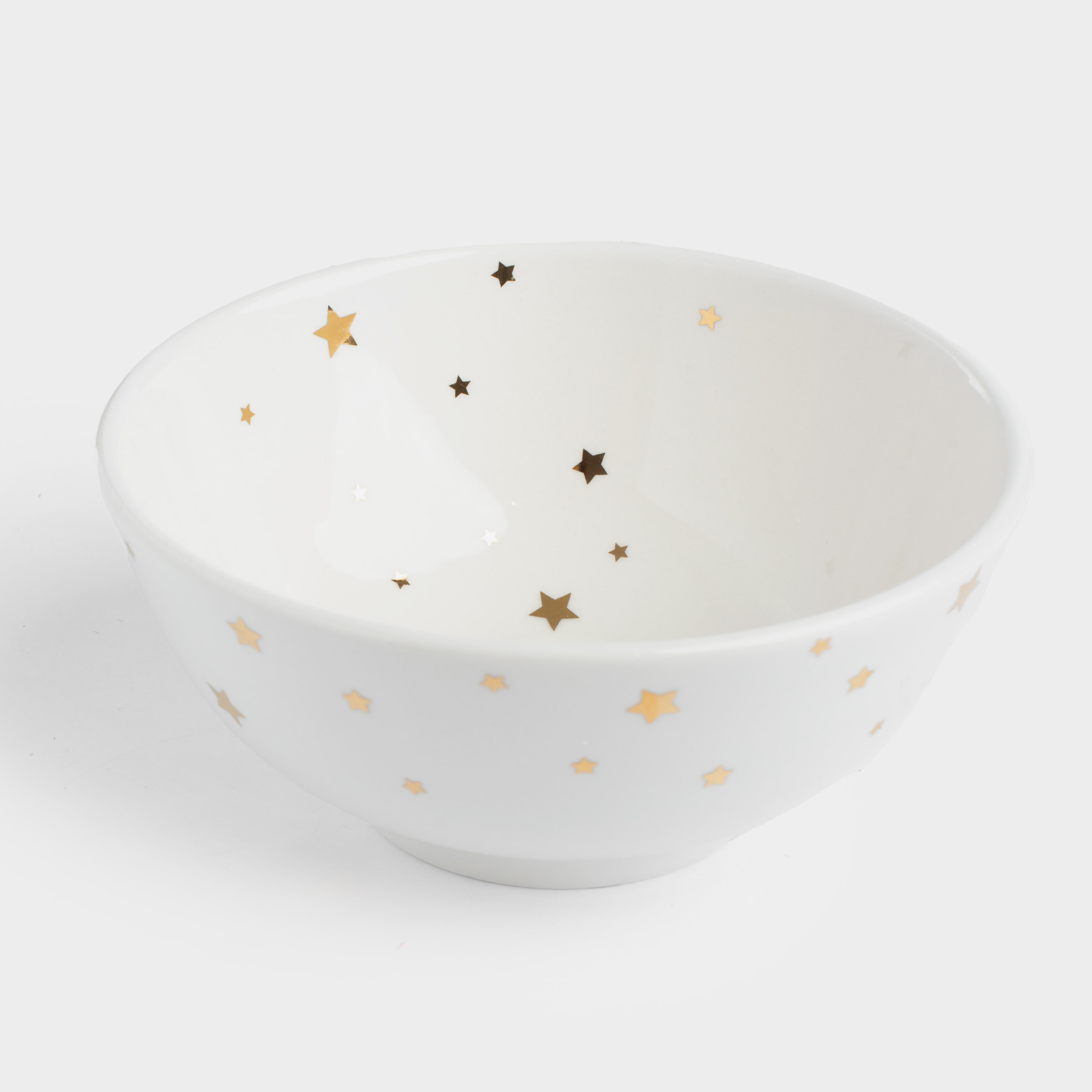 Salad bowl, 18x8 cm, 1000 ml, porcelain P, white, Golden stars, Starlight