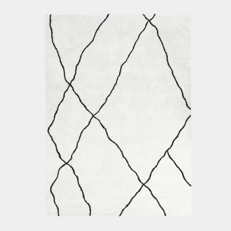 Carpet, 150x210 cm, cotton, milky, Lines, Rhombic ,image-0