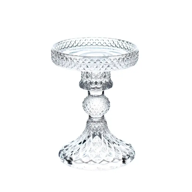 Candle holder, 11 cm, for one candle, on a leg, glass, Naiad, image-0