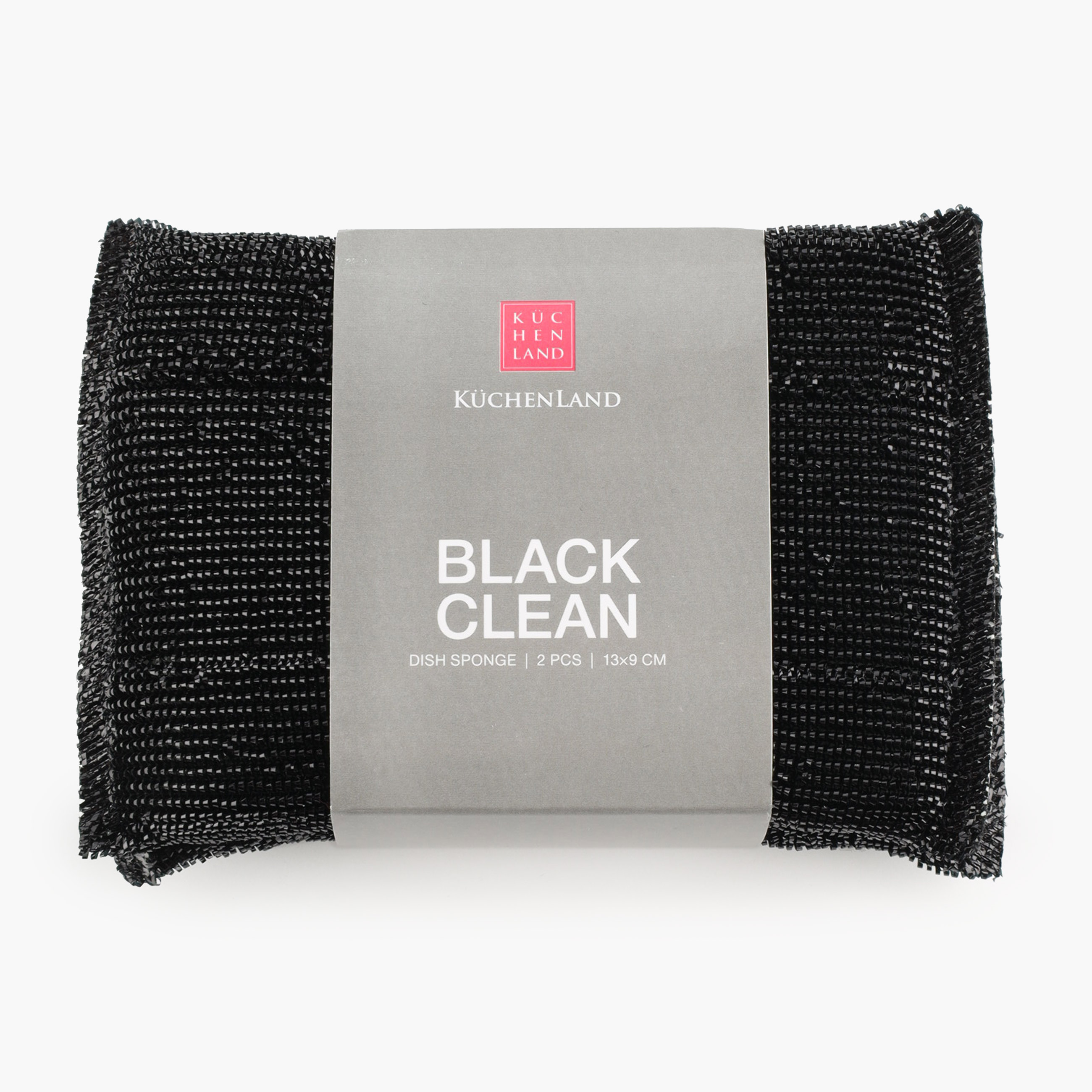 Dishwashing sponge, 13x9 cm, 2 pcs, polyester/steel/foam rubber, black, Black clean