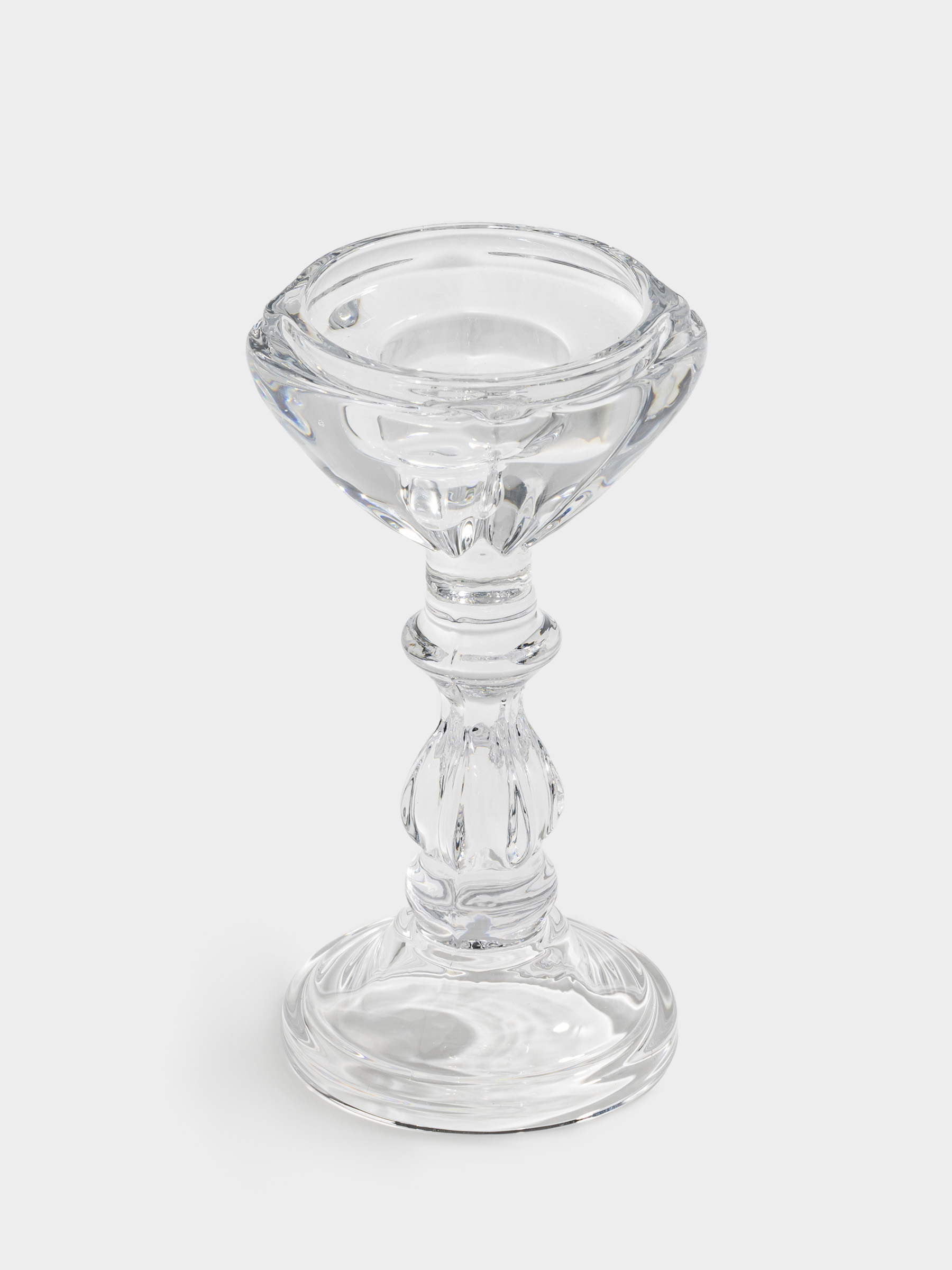 Candlestick, 20 cm, for one candle, on a leg, Glass, Clear, image-1