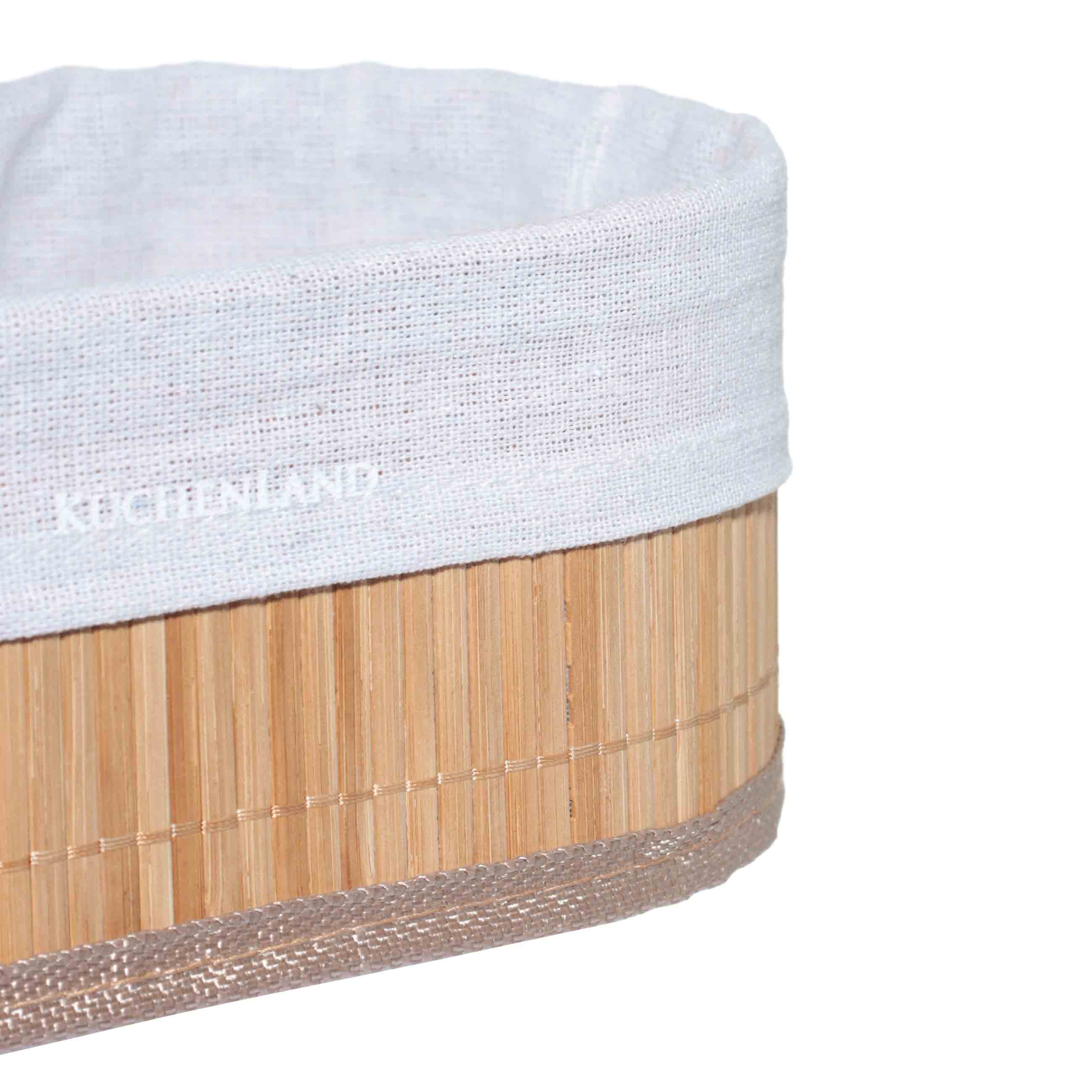 Bread basket, 24x15 cm, bamboo / cotton, oval, beige, Stem, image-2