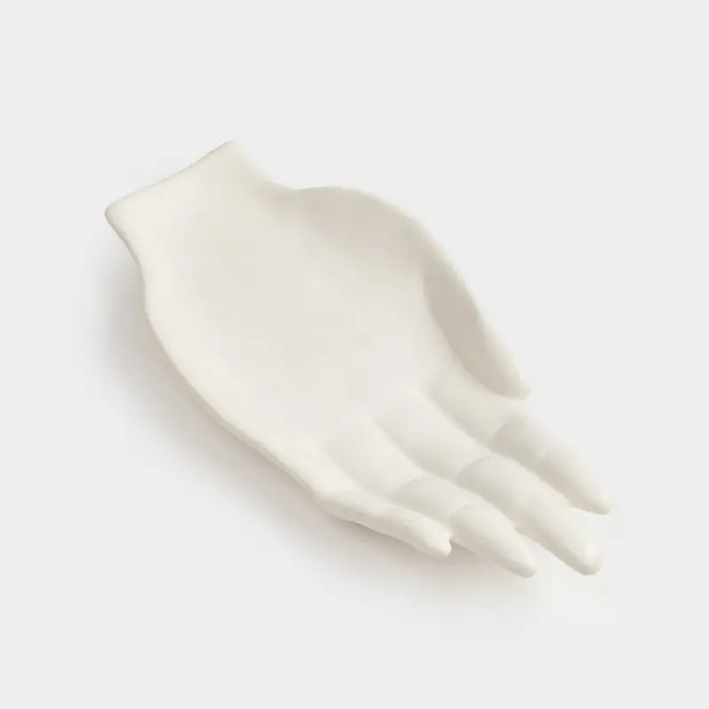 Decorative dish, 24x11 cm, ceramic, white, Palm, Hand ,image-0