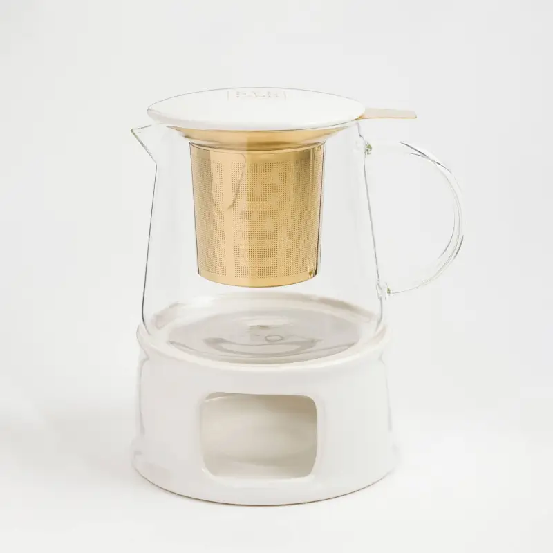 Teapot, 600 ml, heated, glass B / porcelain P, milk-golden, Ellan