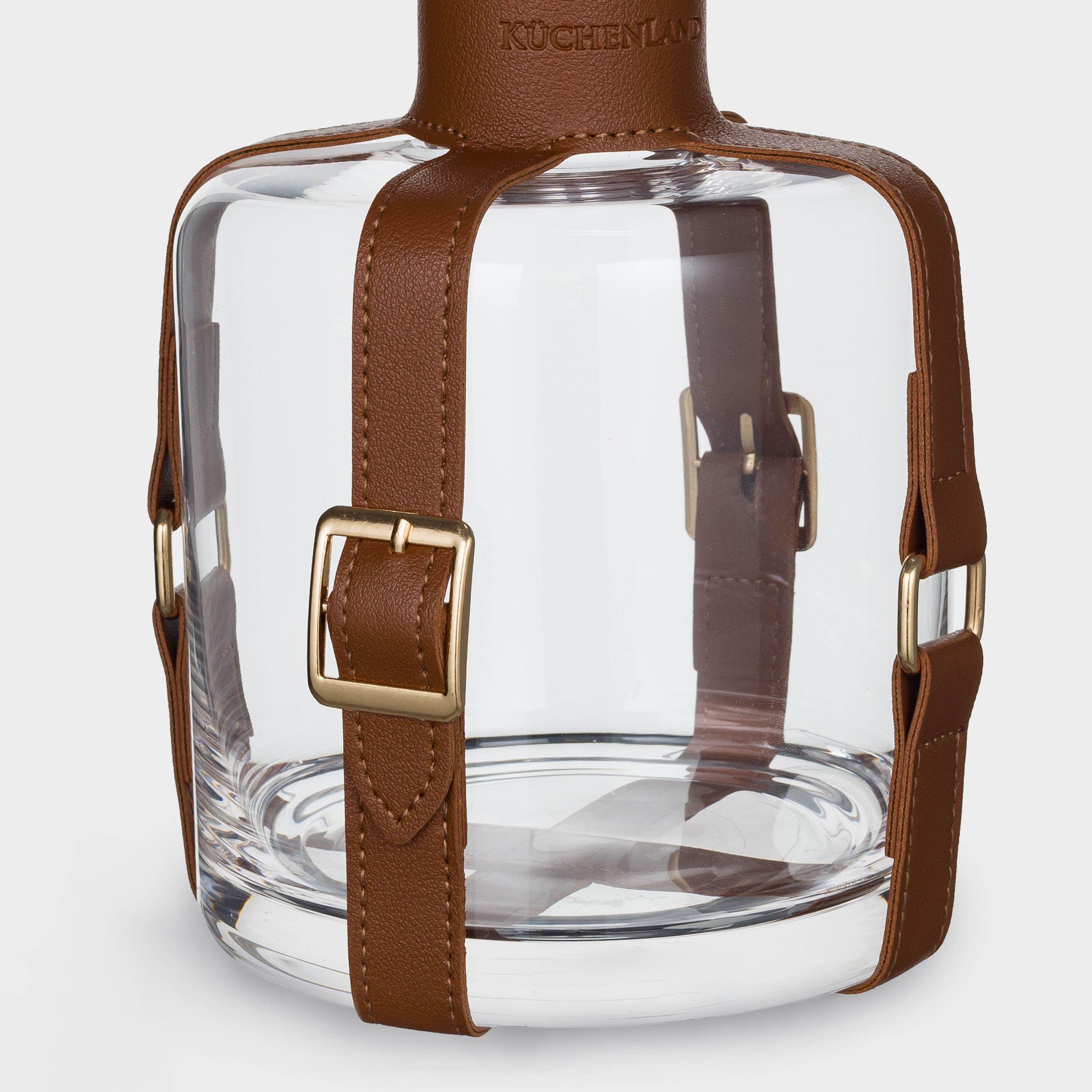 Decanter, 1,1 l, glass / PU leather, Clear devo, image-4