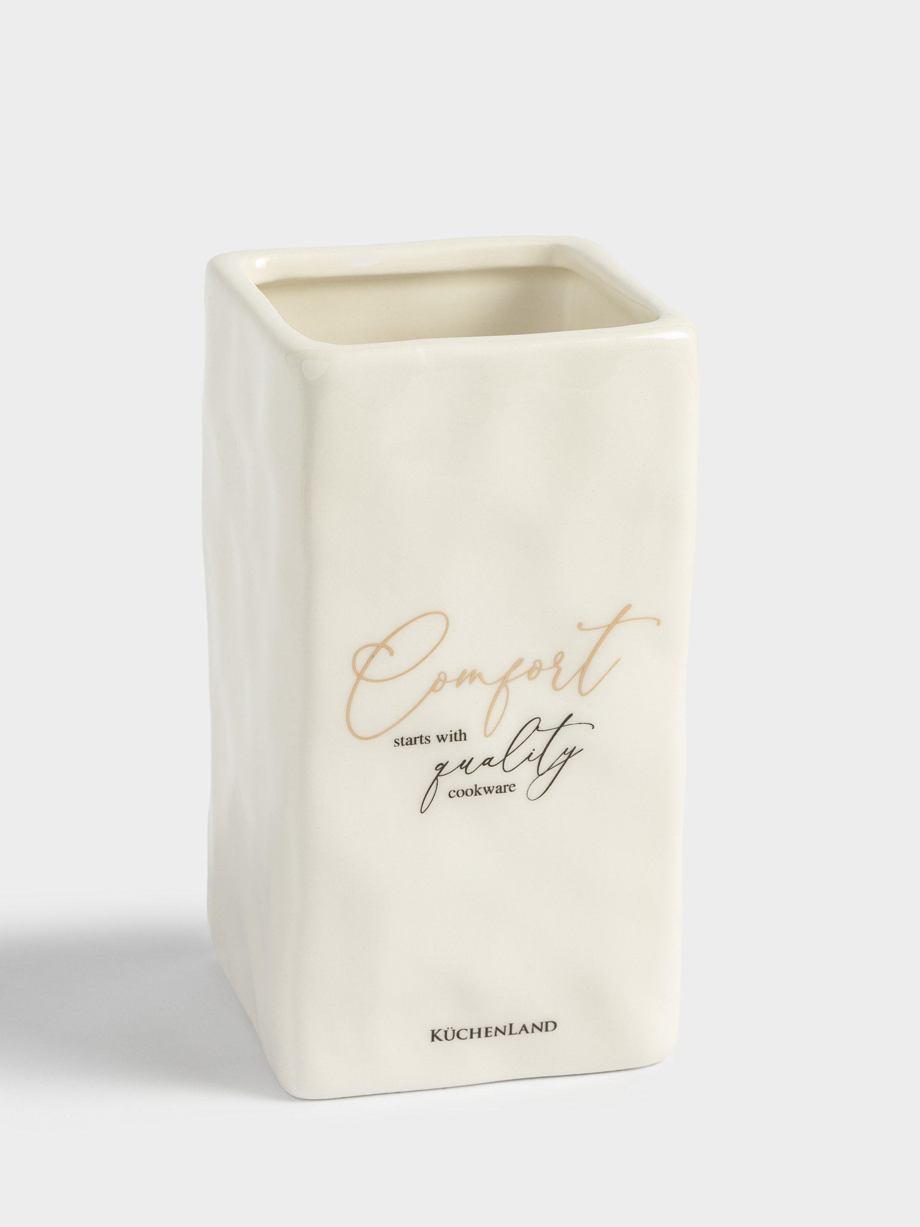 Kitchen accessories stand, 15 cm, ceramic, milky, Crumpled effect, Crumple kitchen, image-1