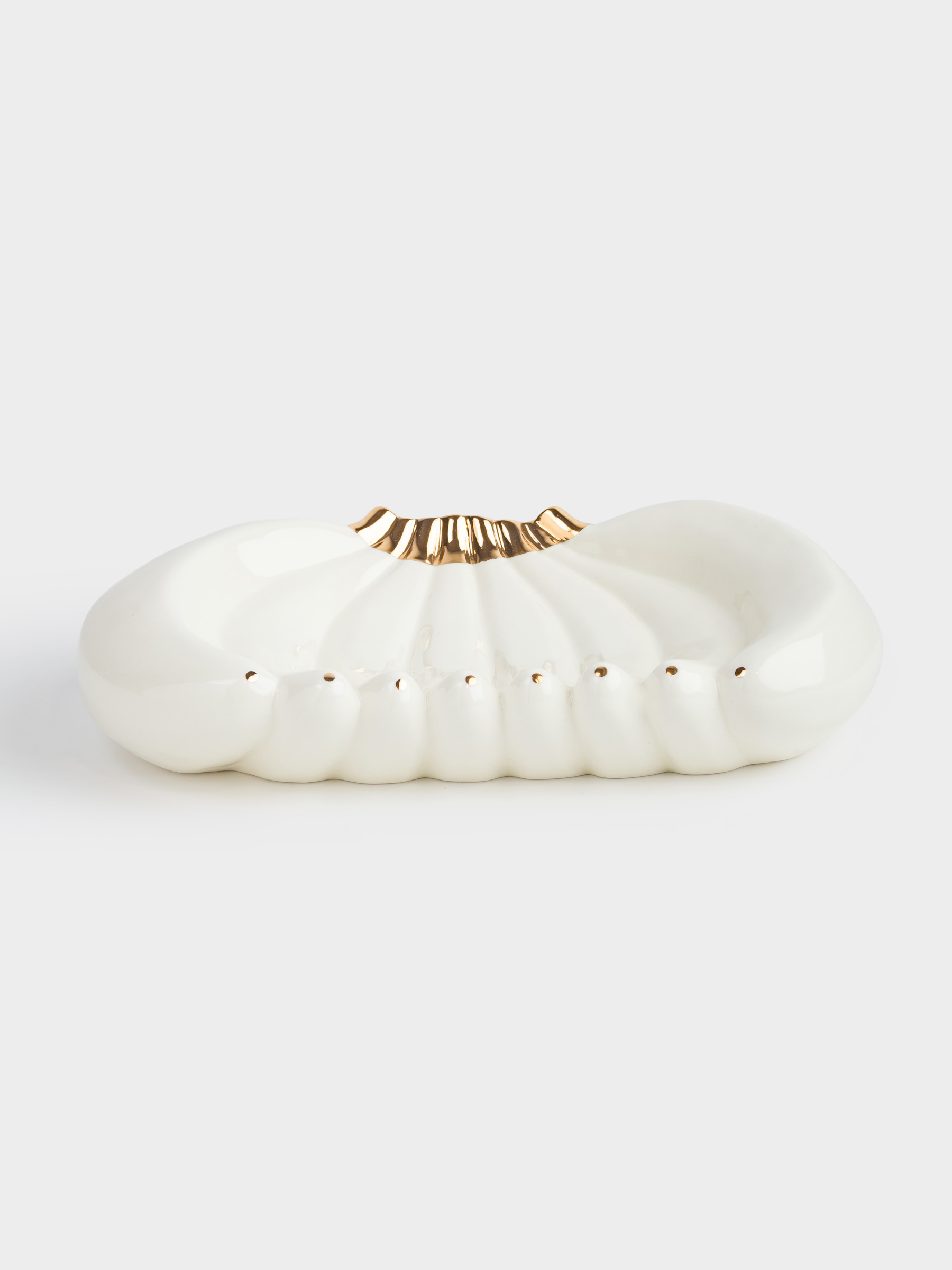 Fruit bowl, 26x16 cm, decorative, porcelain P, milky golden, Bananas, Tropical, image-1
