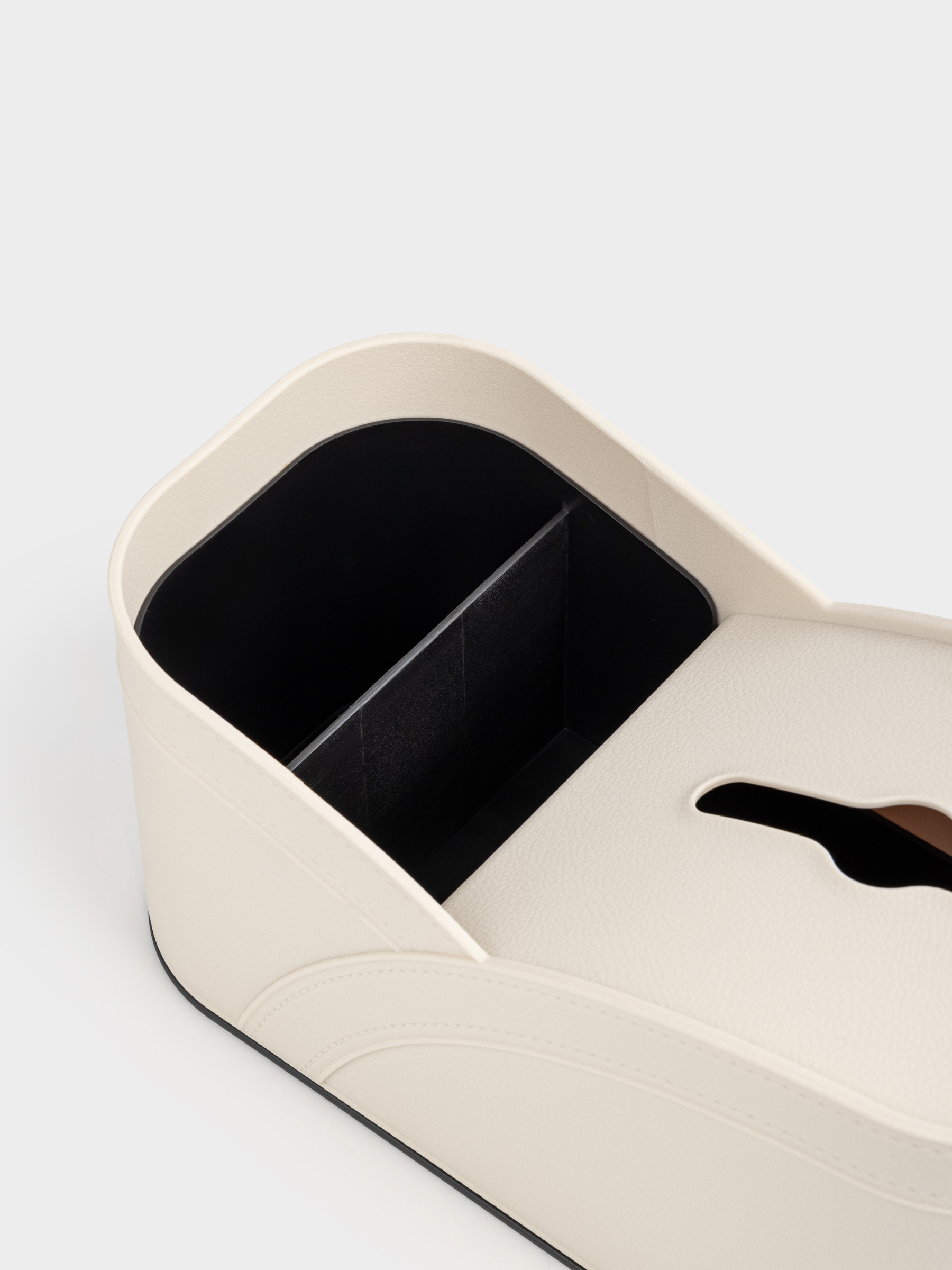 Storage basket, 28x26 cm, 3 compartments, polyurethane, milky, Premiere, image-4