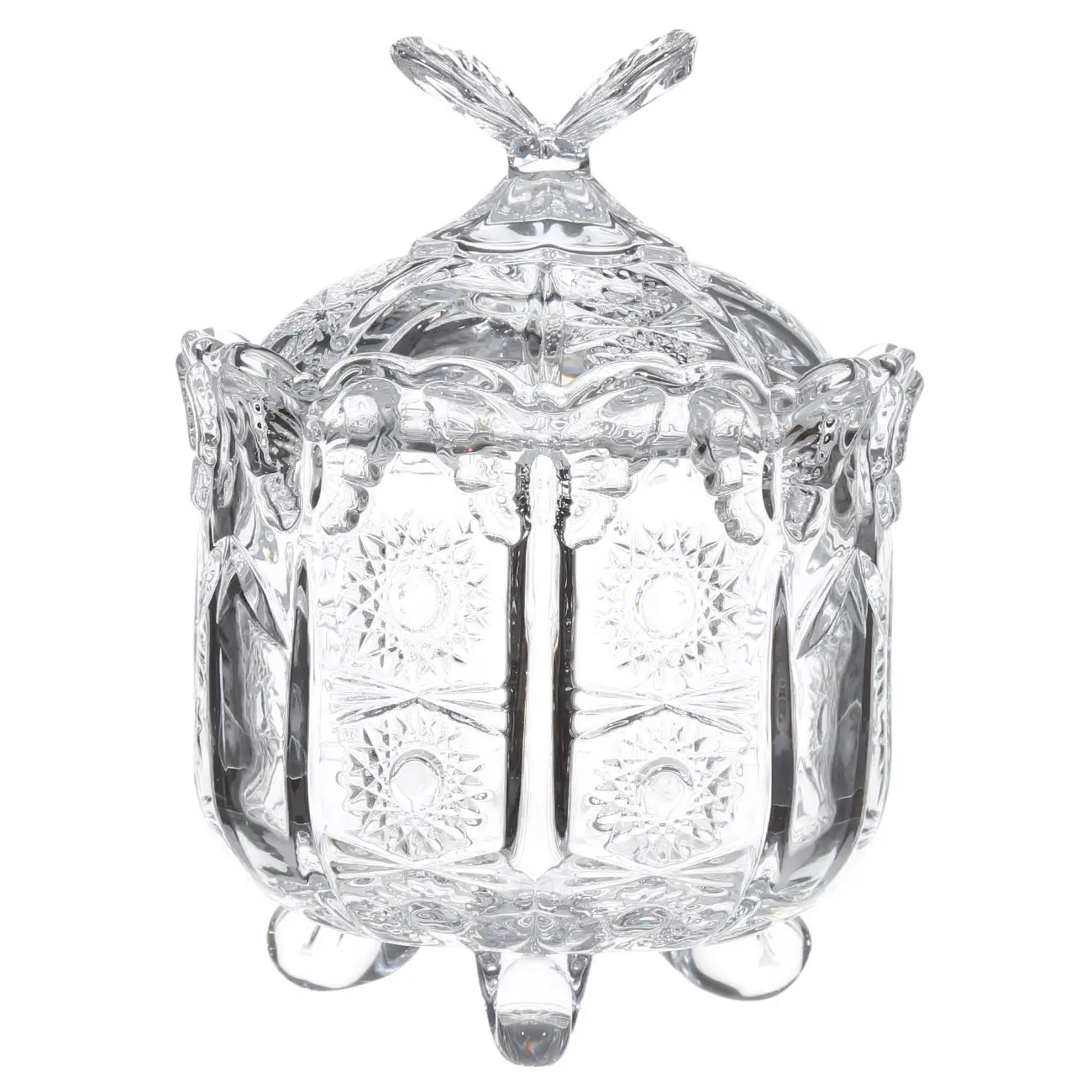 Candy bowl, 10x14 cm, with lid, glass R, Butterfly, Butterfly, image-0