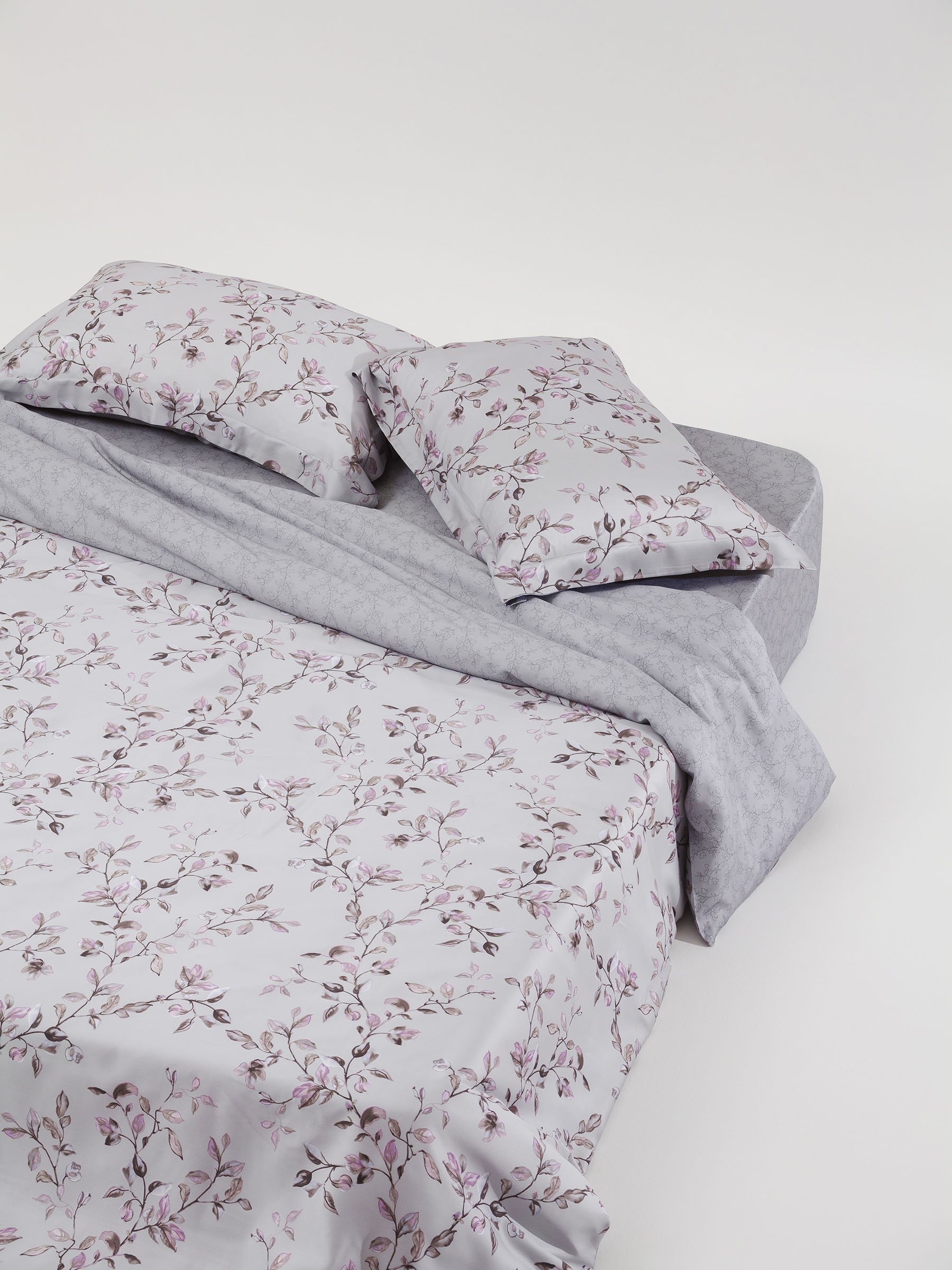 Bed linen set, Euro, Tencel 300 TC, grey, Branches, Tencel, image-1
