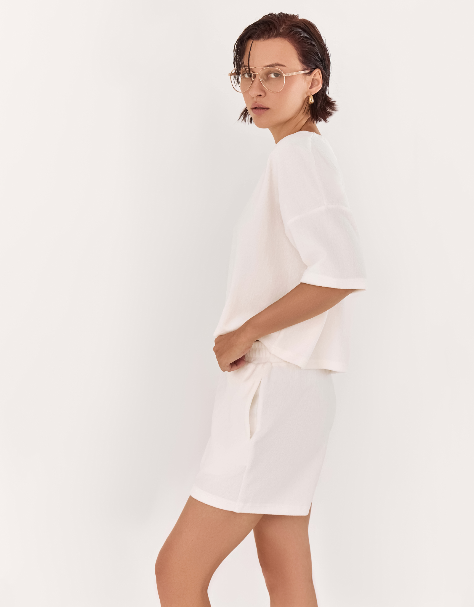 Women's shorts, size S, cotton / polyester, white, Peggy, image-3
