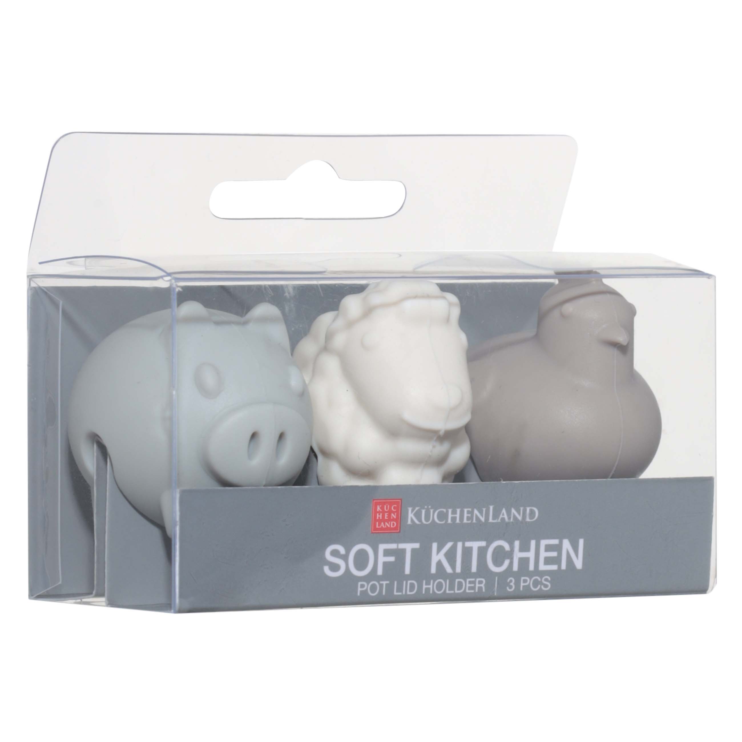 Pot lid holder, 3 pcs, Silicone, Mix, Animals, Soft kitchen