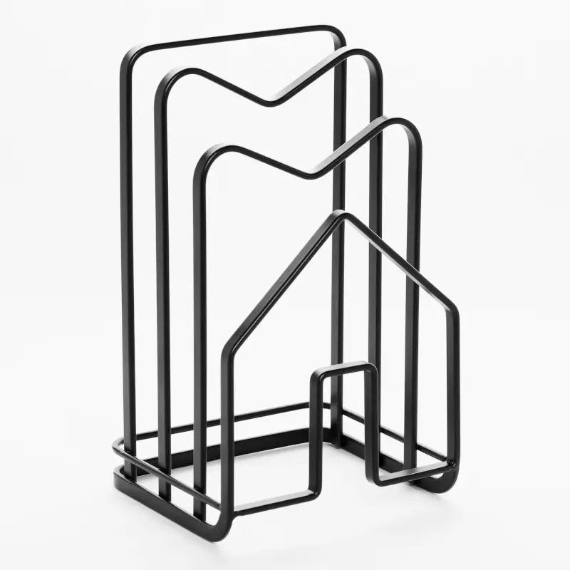 Stand organizer for cutting boards and lids, 21x12 cm, 3 otd, metal, black, House, Twist black ,image-0