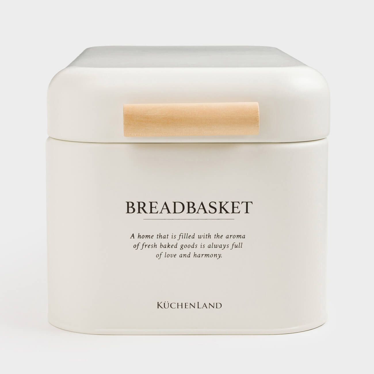 Bread box, 32x18x16 cm, metal / wood, rectangular, milky, Course