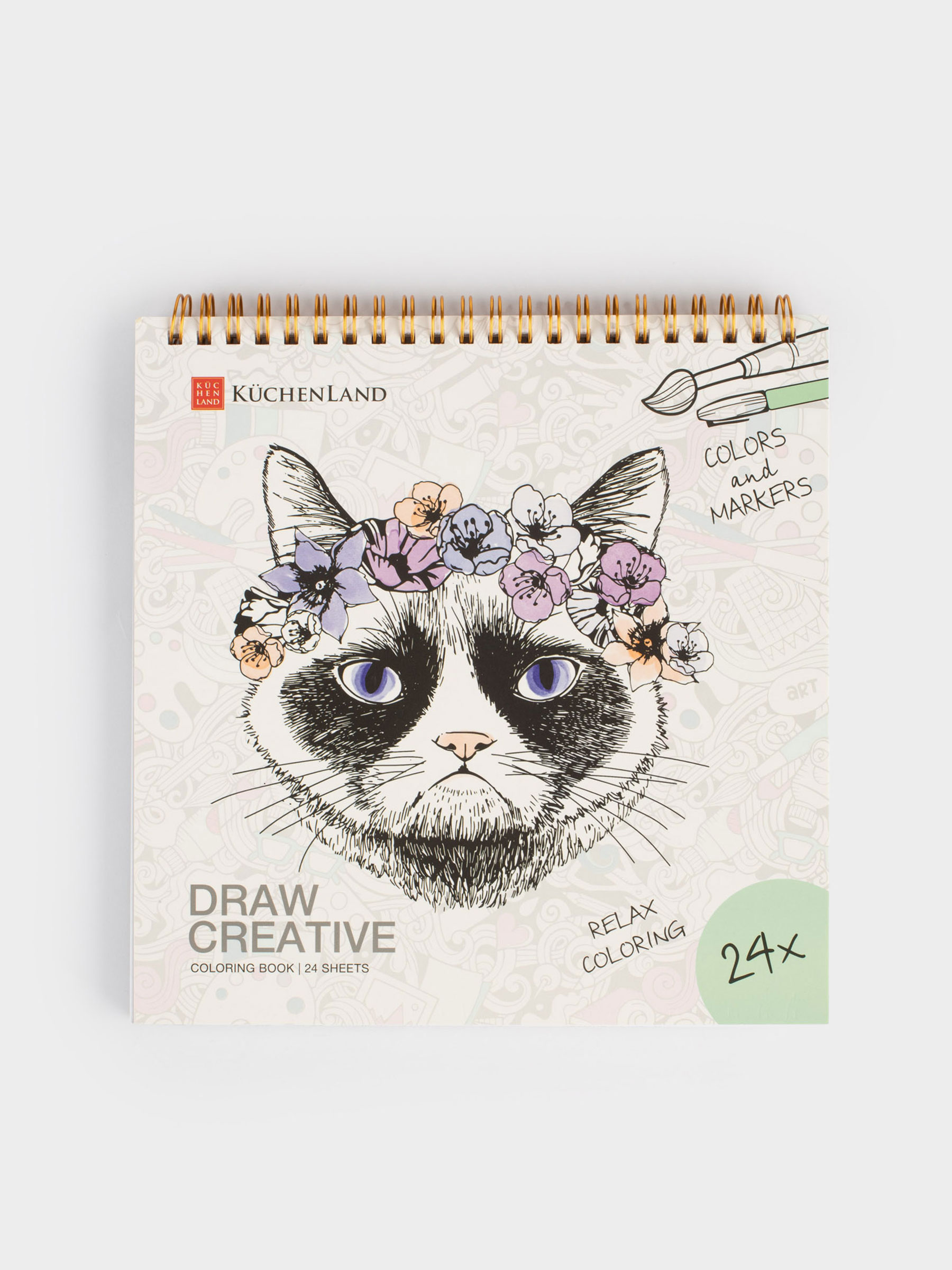 Coloring book, 21x21 cm, 24 sheets, on rings, Romance, Draw, image-1