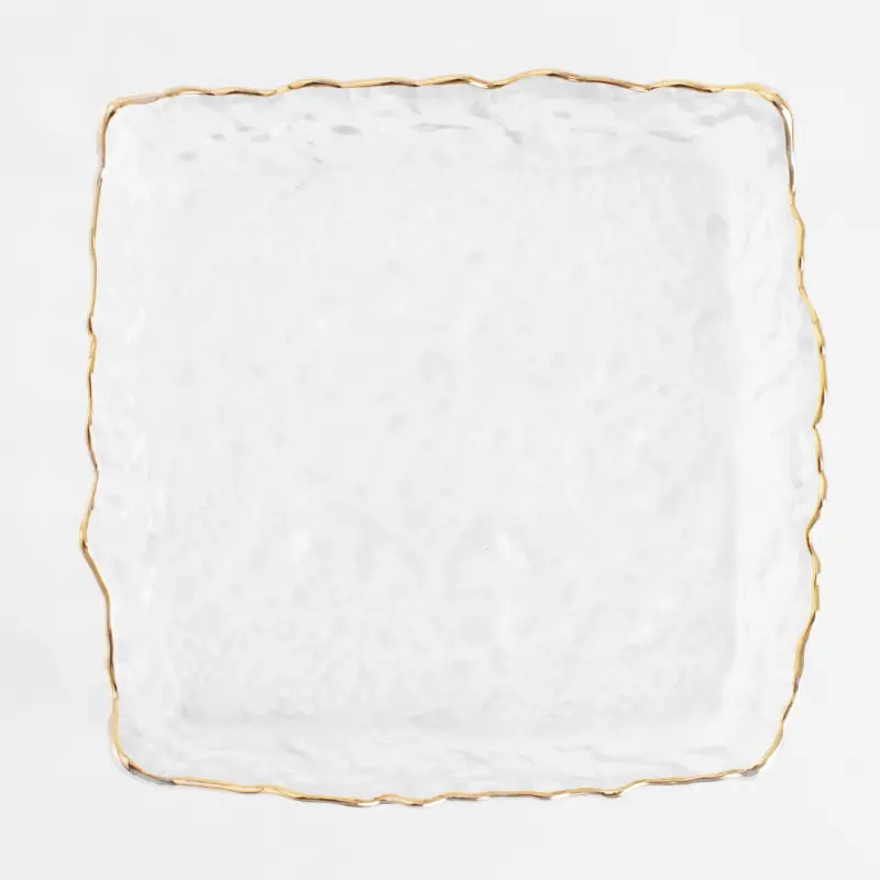 Dish, 15x15 cm, glass, square, with golden edging, Nautilus gold