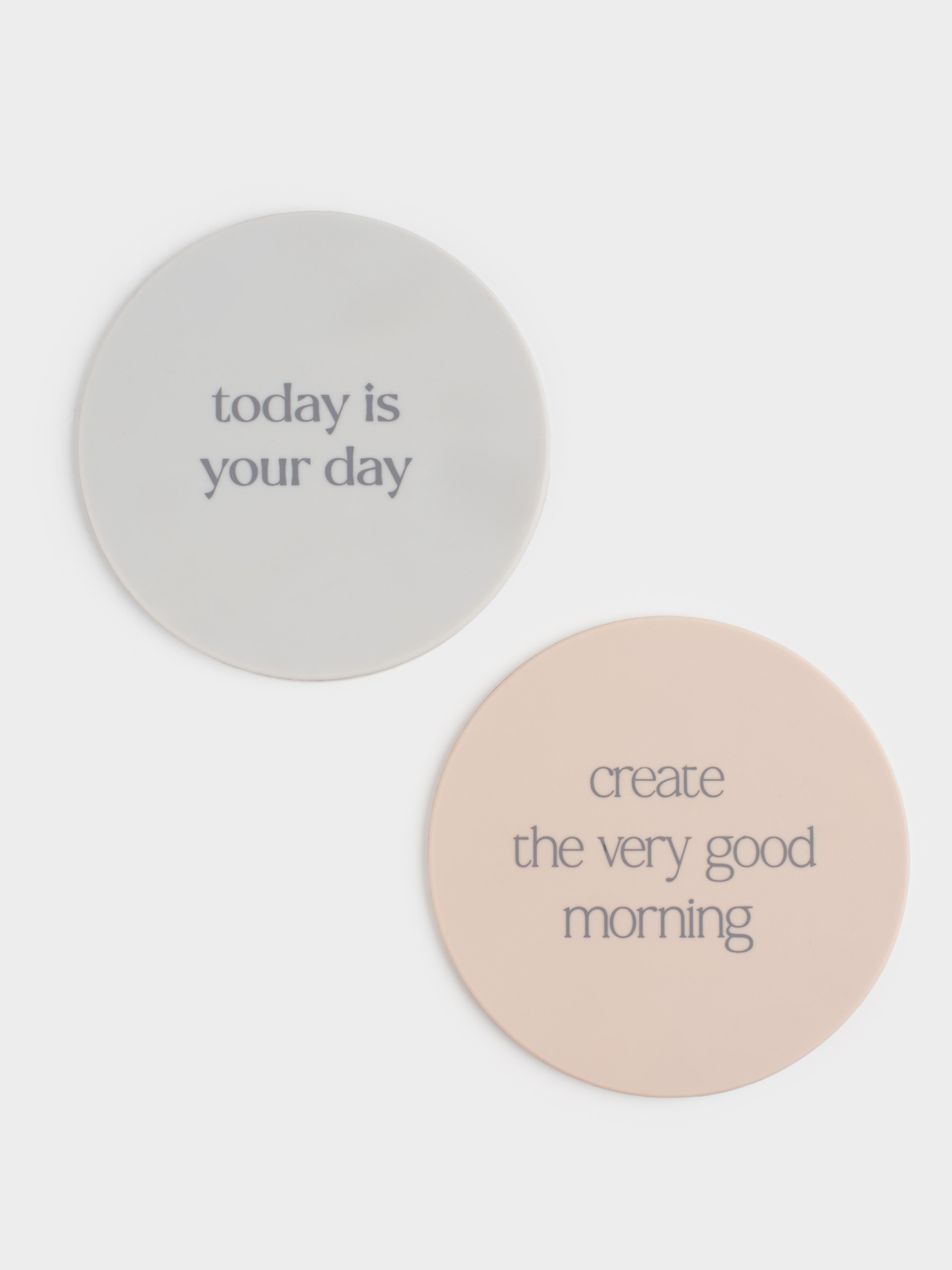 Coaster, 10 cm, 2 pcs, silicone, round, beige, DESIGN, Scroll, image-1