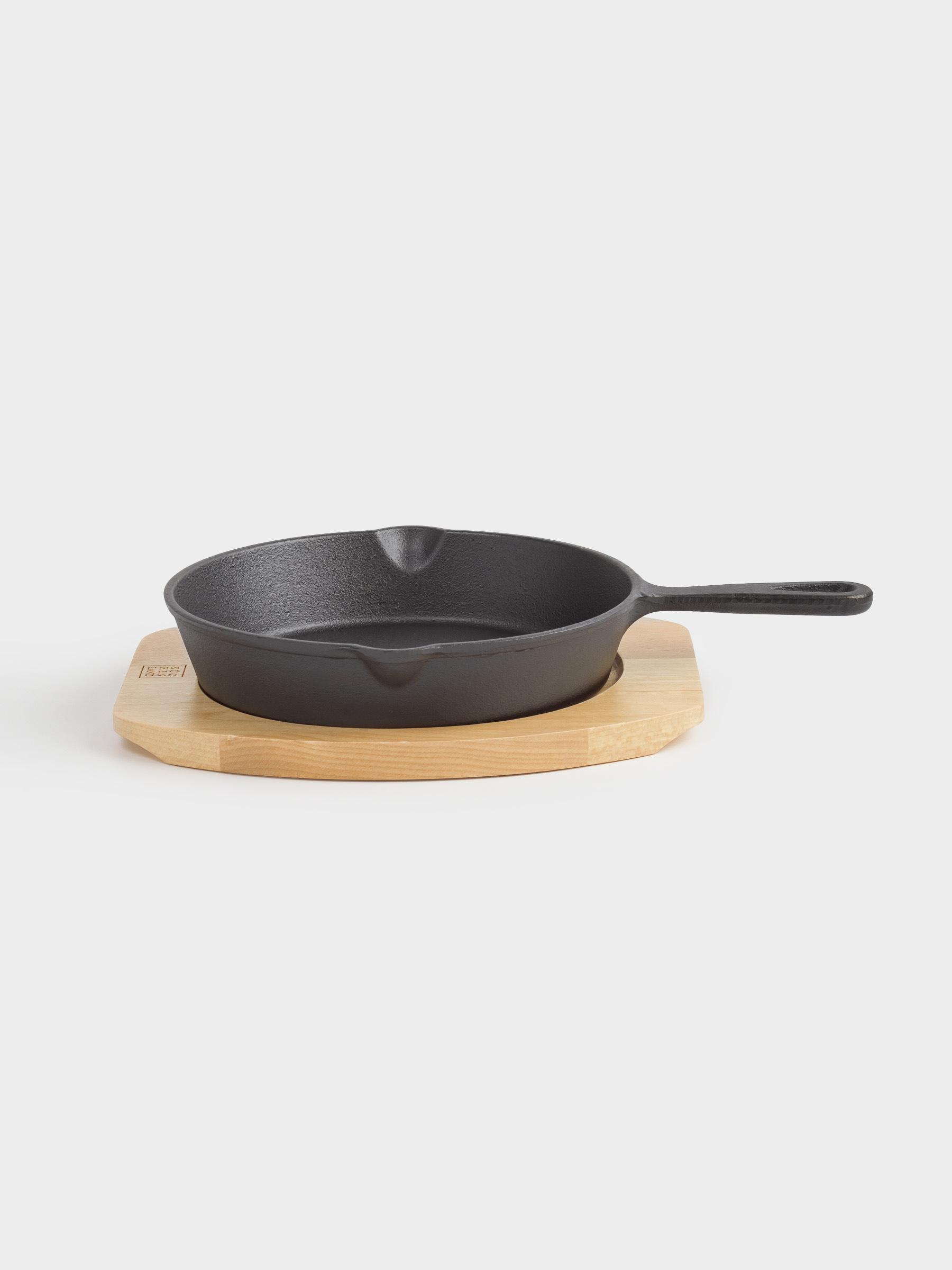 Frying Pan with base, 20 cm, cast iron/wood, round, black, Authentic, image-2