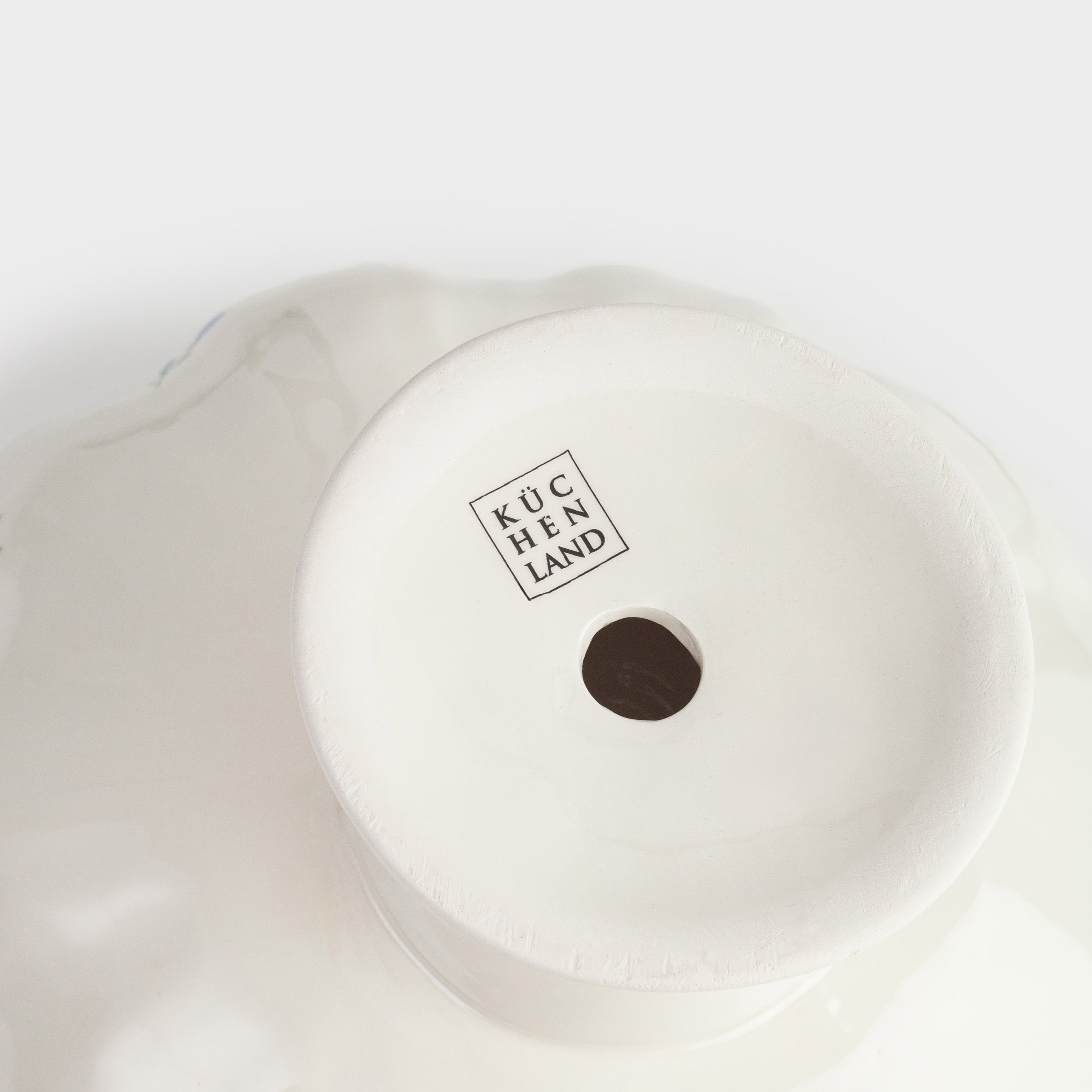 Fruit bowl, 22x15 cm, on a leg, ceramic, milky, Flowers, El flora
