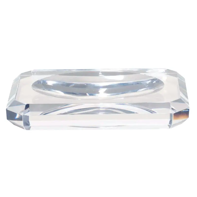Soap dish, 12x8 cm, glass, rectangular, Facets, Shower Crystal Glance ,image-0