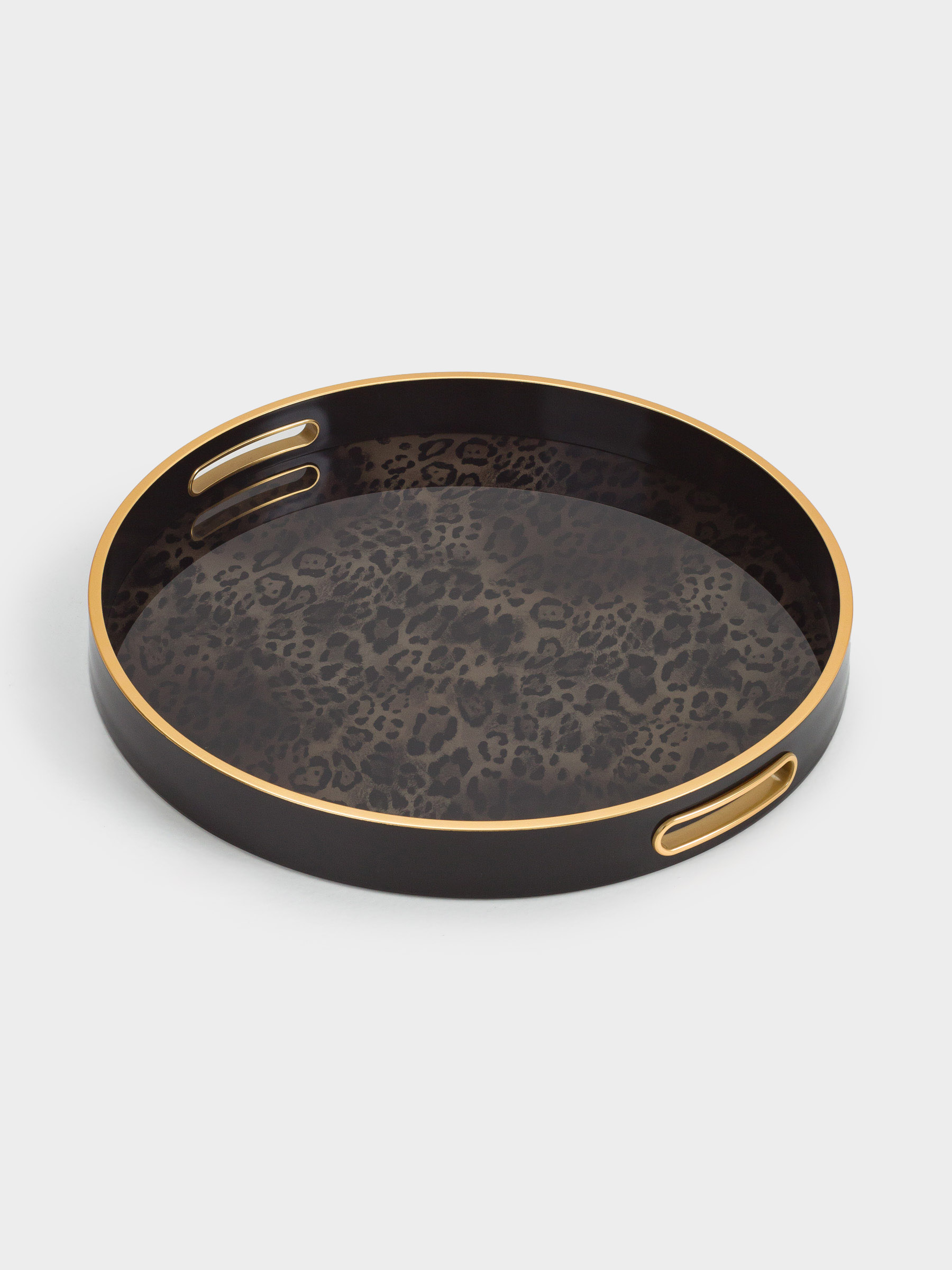Tray, 45 cm, plastic / glass, round, Black, Leopard, Leopard, image-2