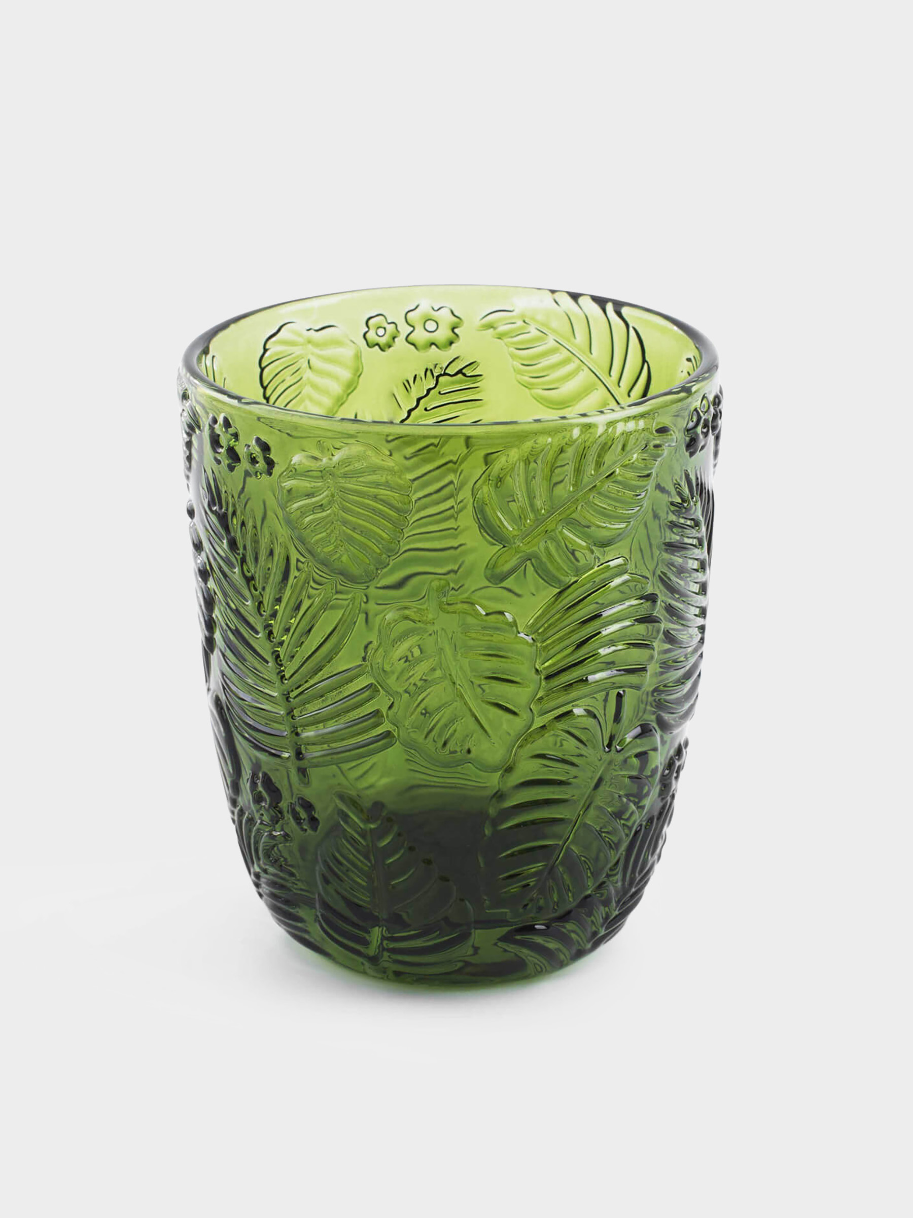 Glass, 10 cm, 300 ml, glass R, green, Monstera, Tropical leaves, image-1