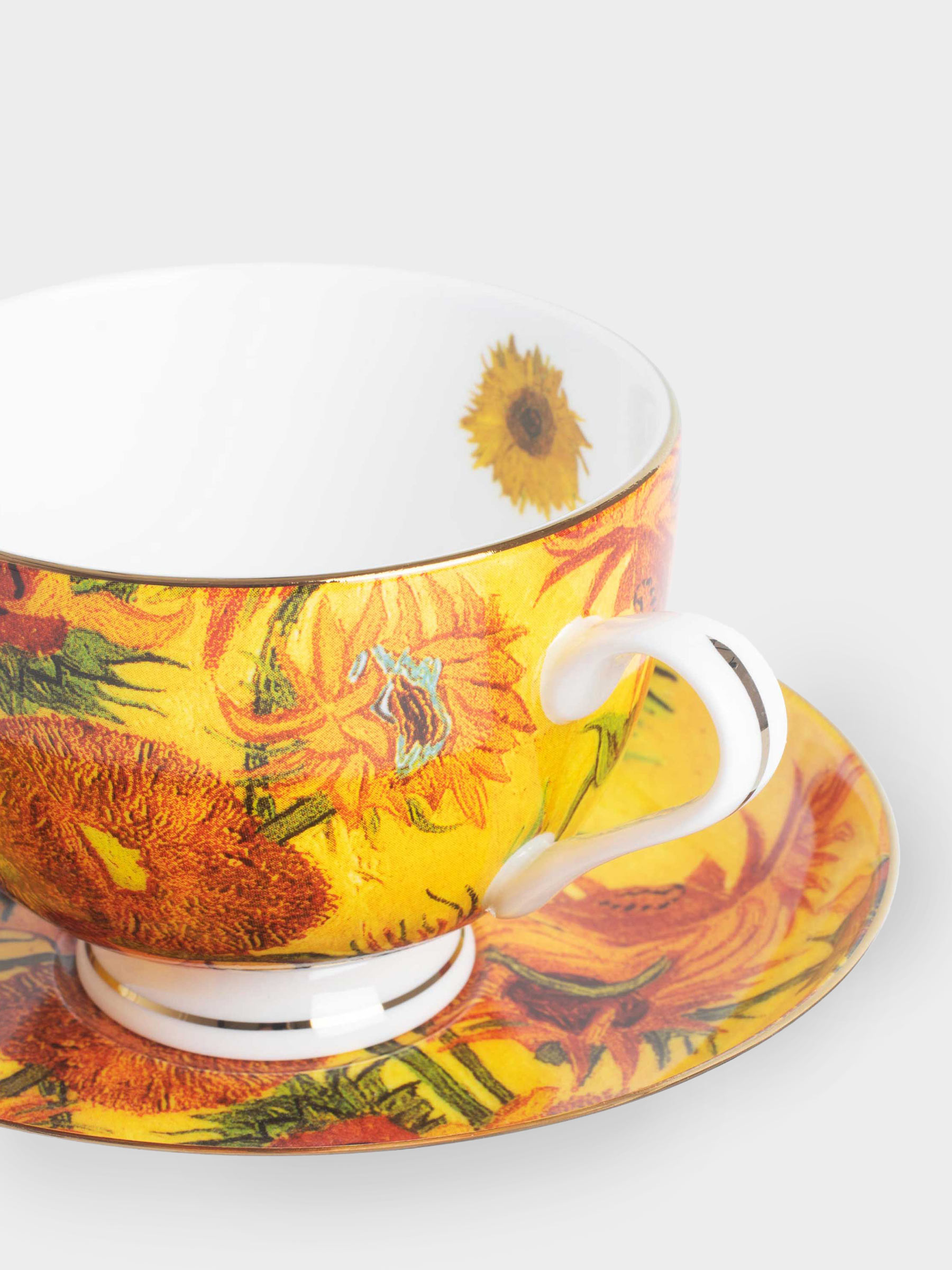 Tea pair, 1 person, 2 items, 210 ml, porcelain F, Sunflowers, Van Gogh, Art sunflowers, image-2