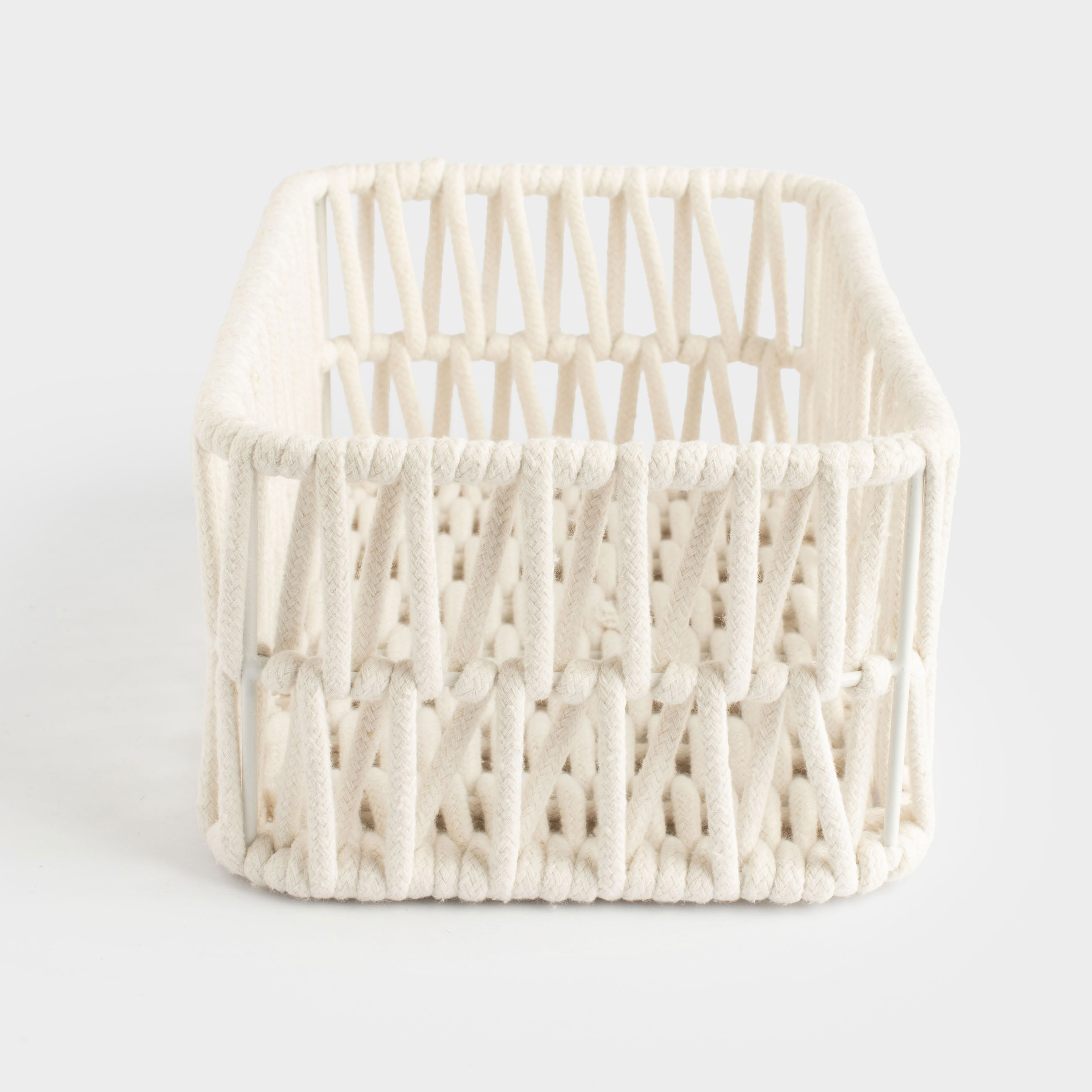 Storage basket, 34x24x14 cm, cotton / metal, rectangular, milky, Weaving, Cozy, image-2