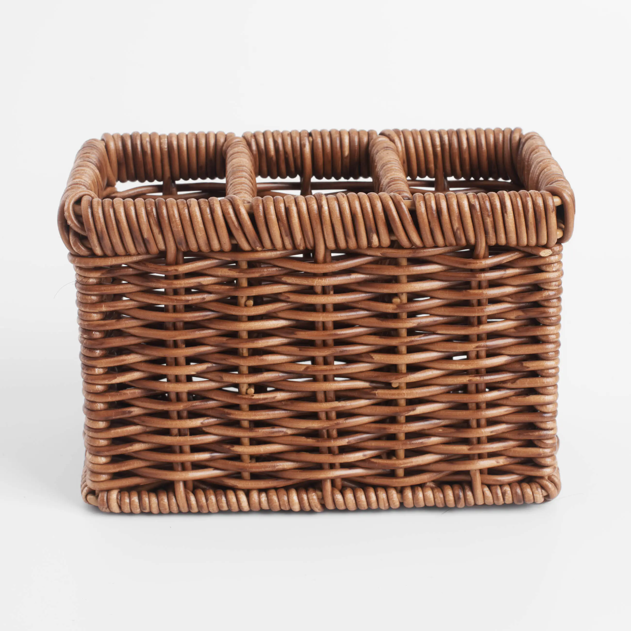 Flatware stand, 10x14 cm, 3 otd, rattan, brown, Blendy, image-0