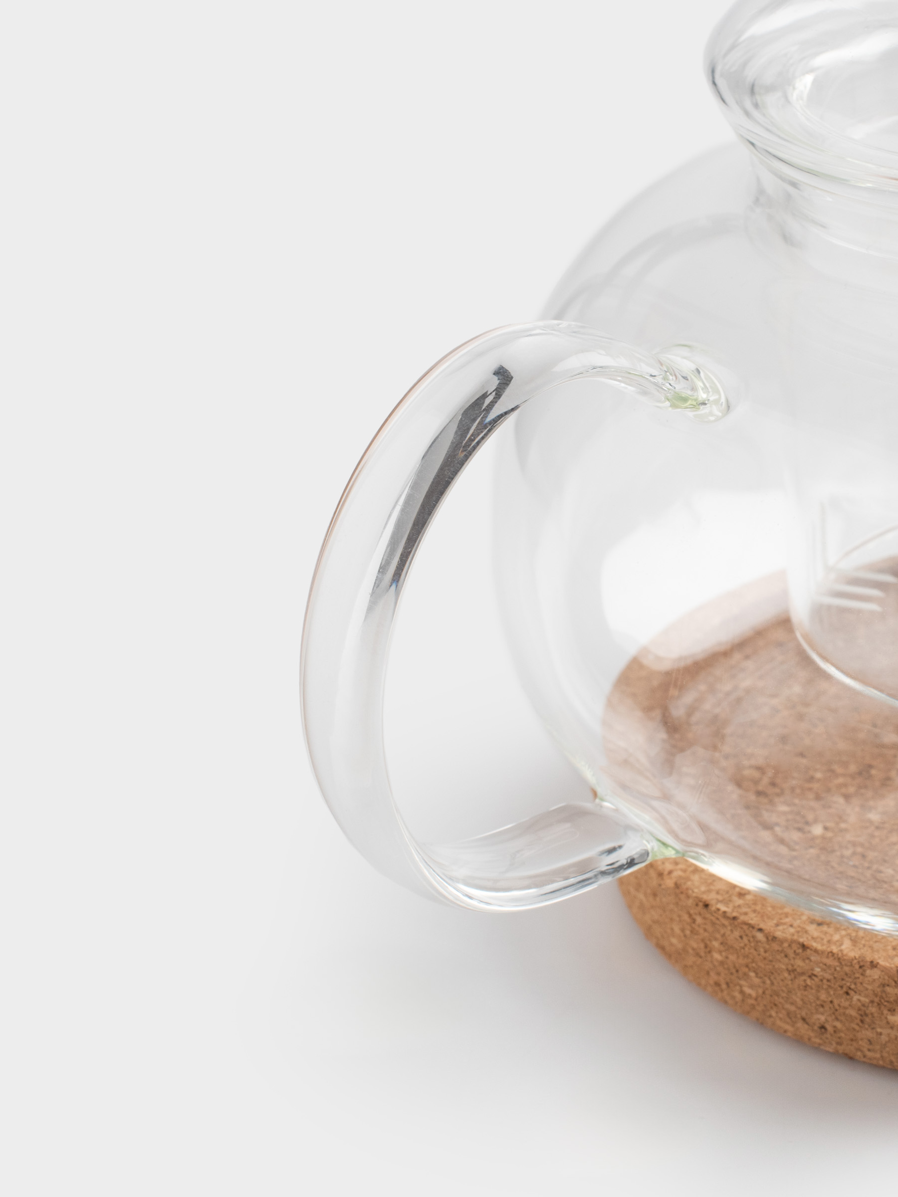 Teapot, 800 ml, on a stand, glass B / cork, Clear cork, image-2
