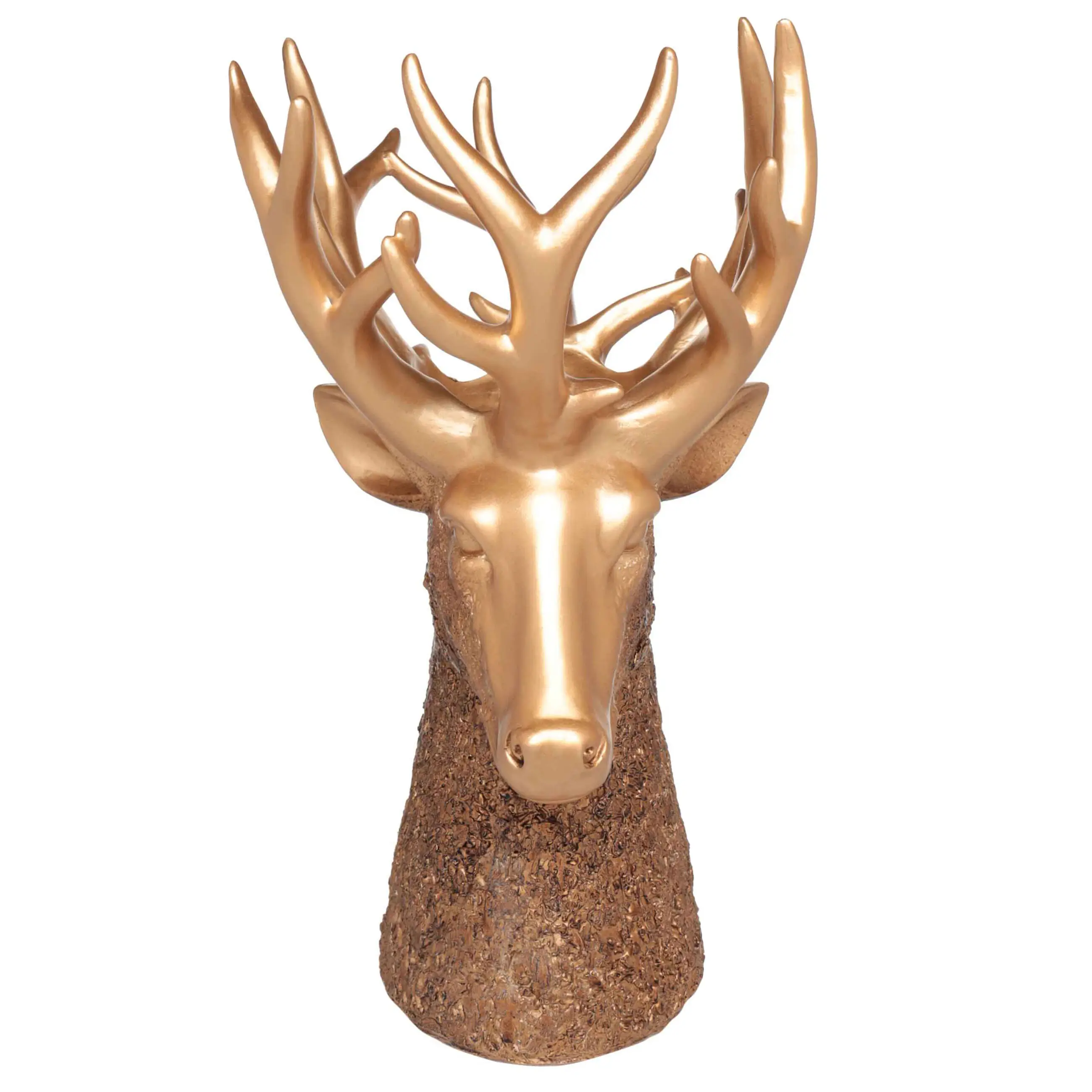 Decorative vase, 40 cm, polyresin, golden, Deer head, Woodland story