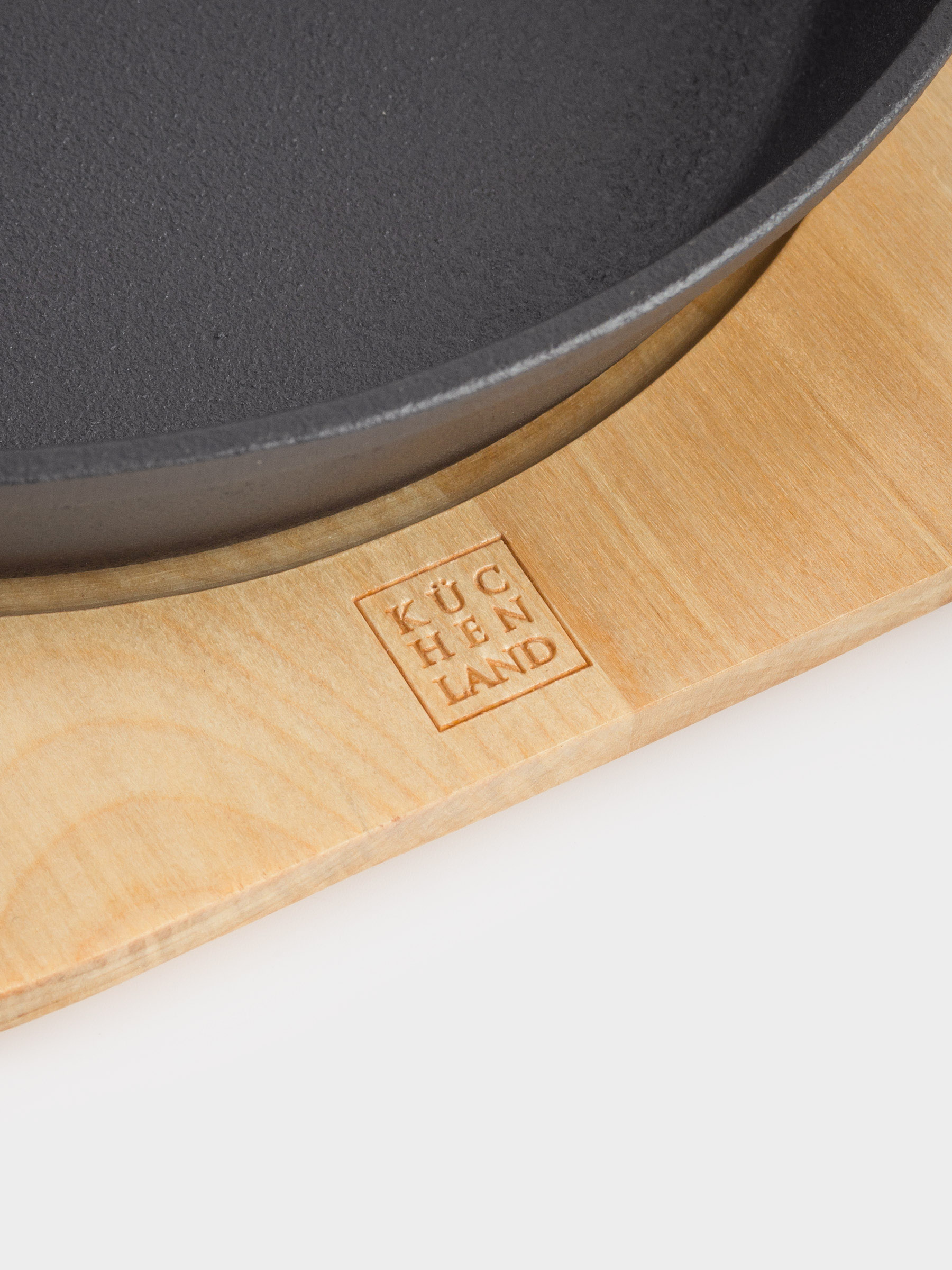 Frying Pan with base, 25 cm, cast iron/wood, round, black, Authentic, image-4