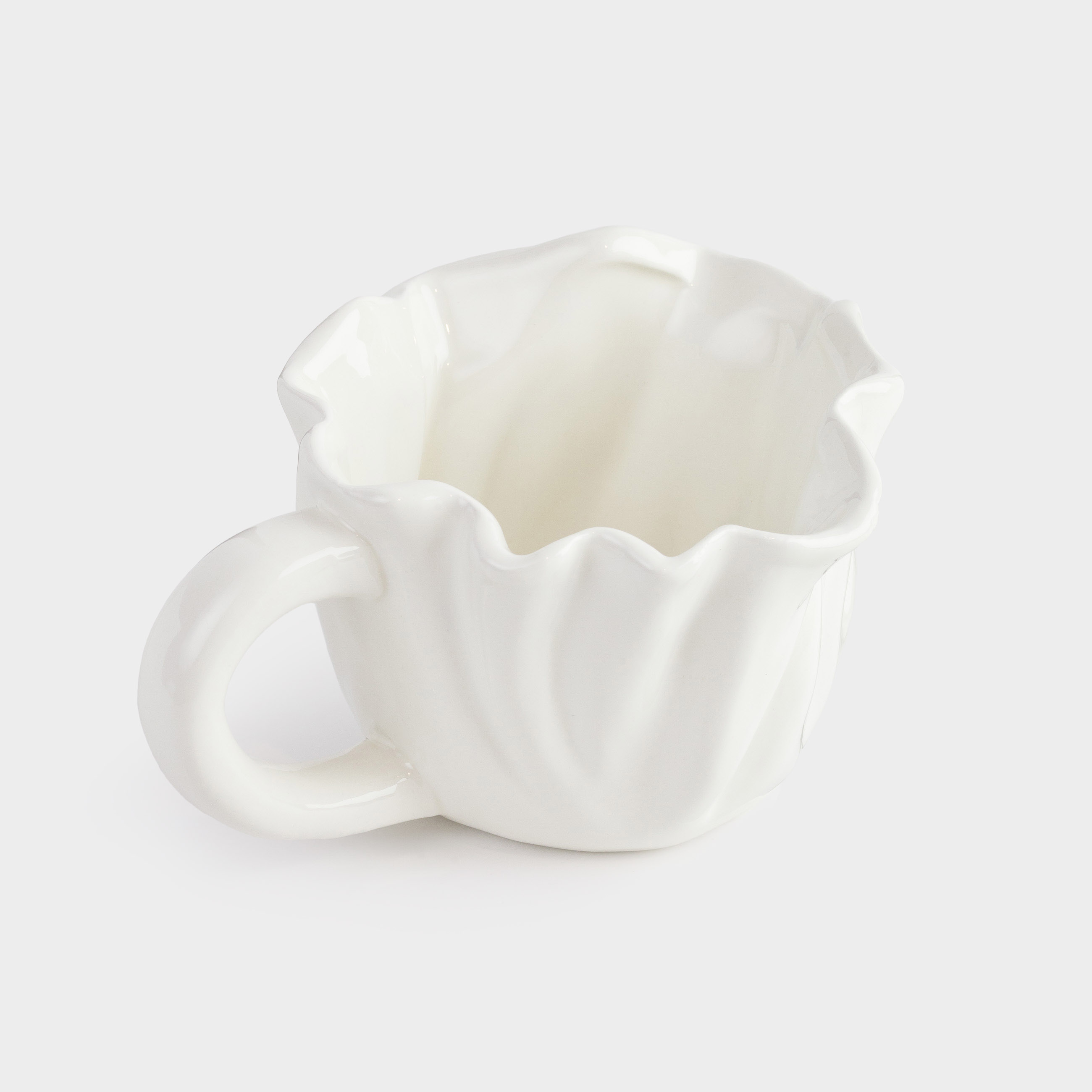 Mug, 400 ml, ceramic, milky, Crumpled effect, Crumple