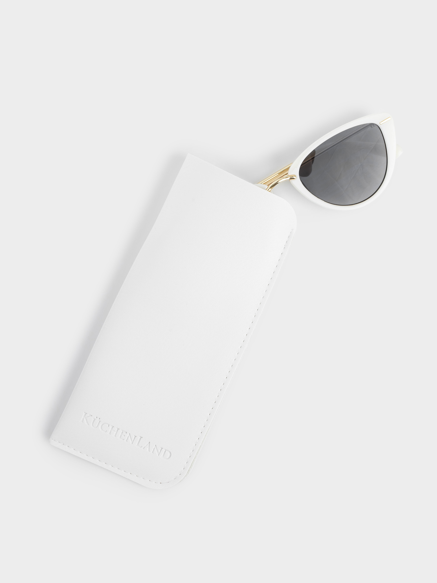 Eyeglass case, 18x8 cm, polyurethane, white, Memo