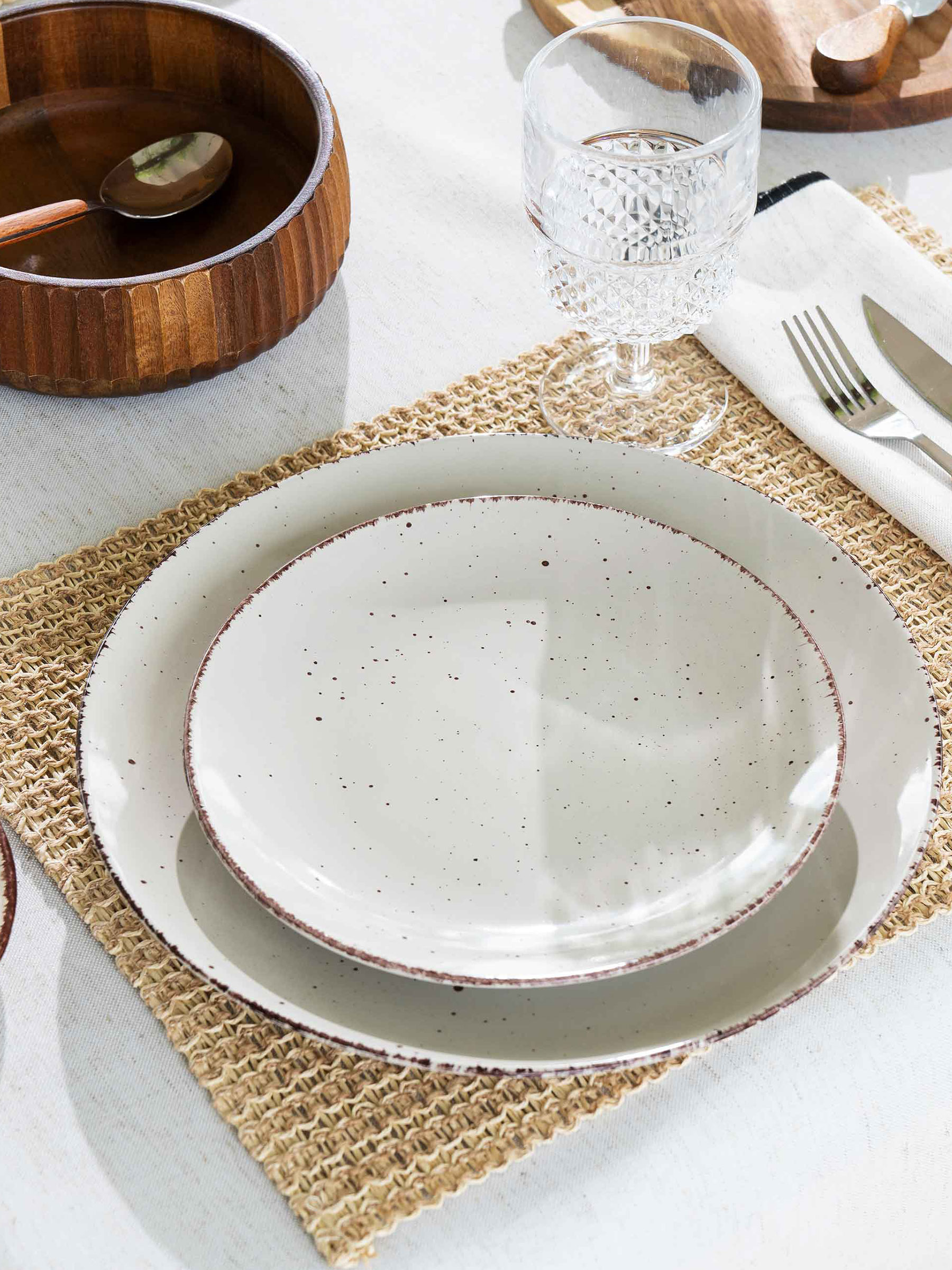 Dinner plate, 27 cm, 2 pieces, ceramic, beige, speckled, Speckled, image-8