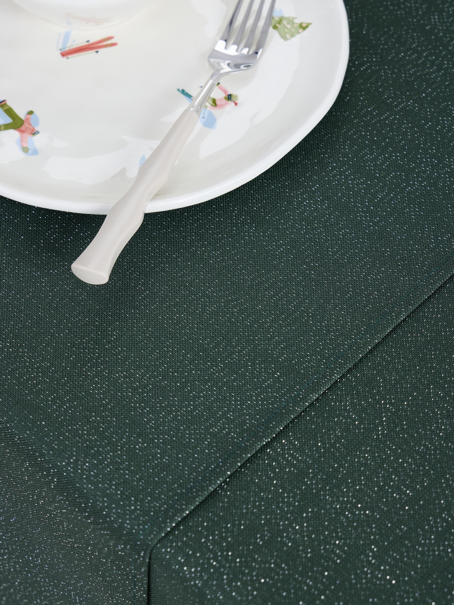 Table runner, 40x160 cm, polyester, dark green, Green speckled, image-4